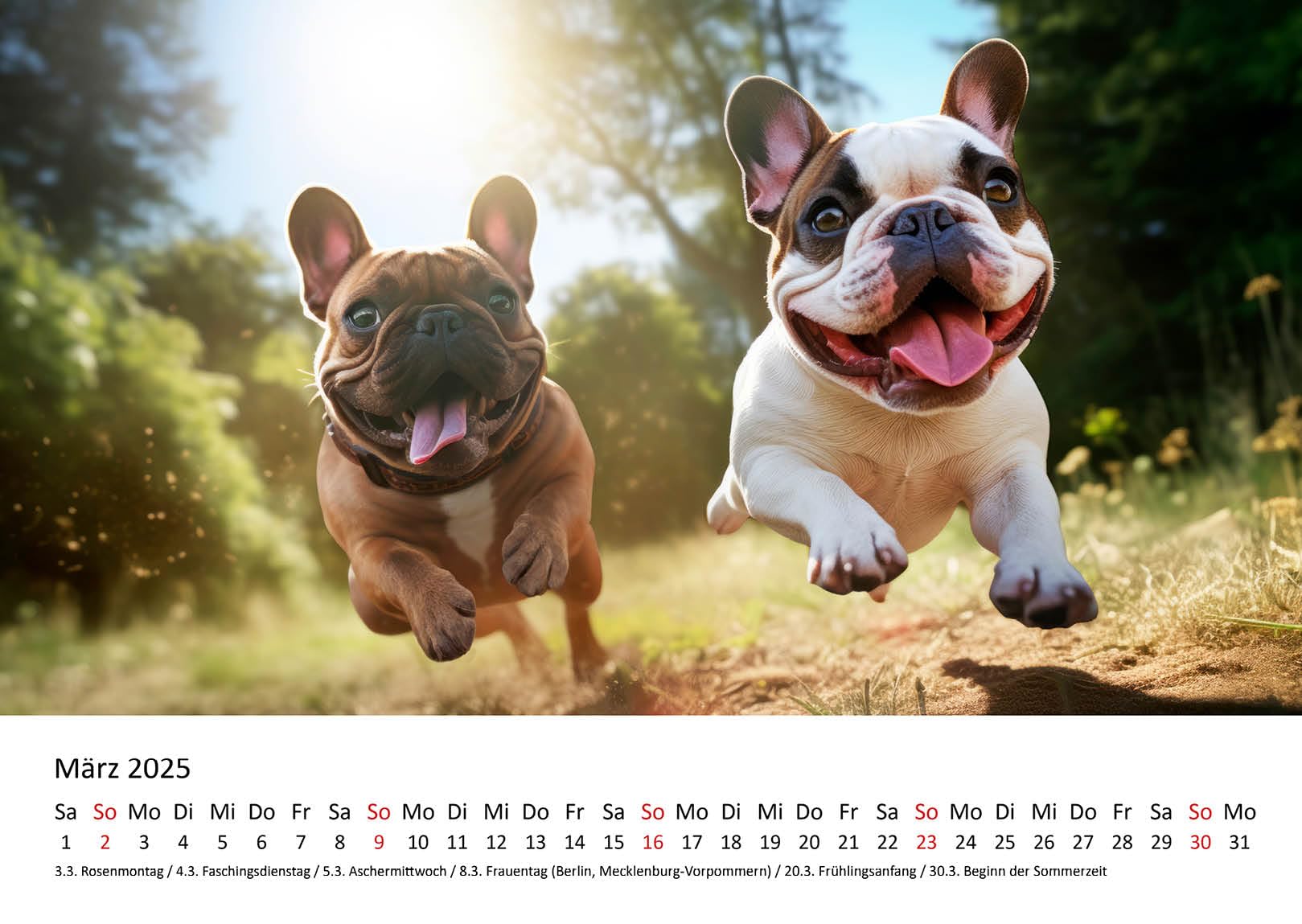 Huisdieren-dieren kalender 2022 franse bulldog honden 30 cm - kantoorartikelen kopen? | Korting tot 55