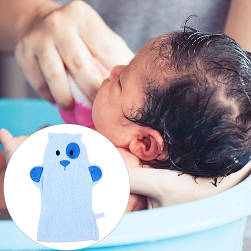 Miniatura 4 de Guante de loofah, 1 unidad, guantes de baño, guantes de baño con bonito patrón de perro, toalla de algodón estilo animal, exfoliante suave para baño