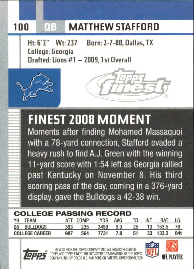 2009 Finest Football Rookie Card #100 Matthew Stafford