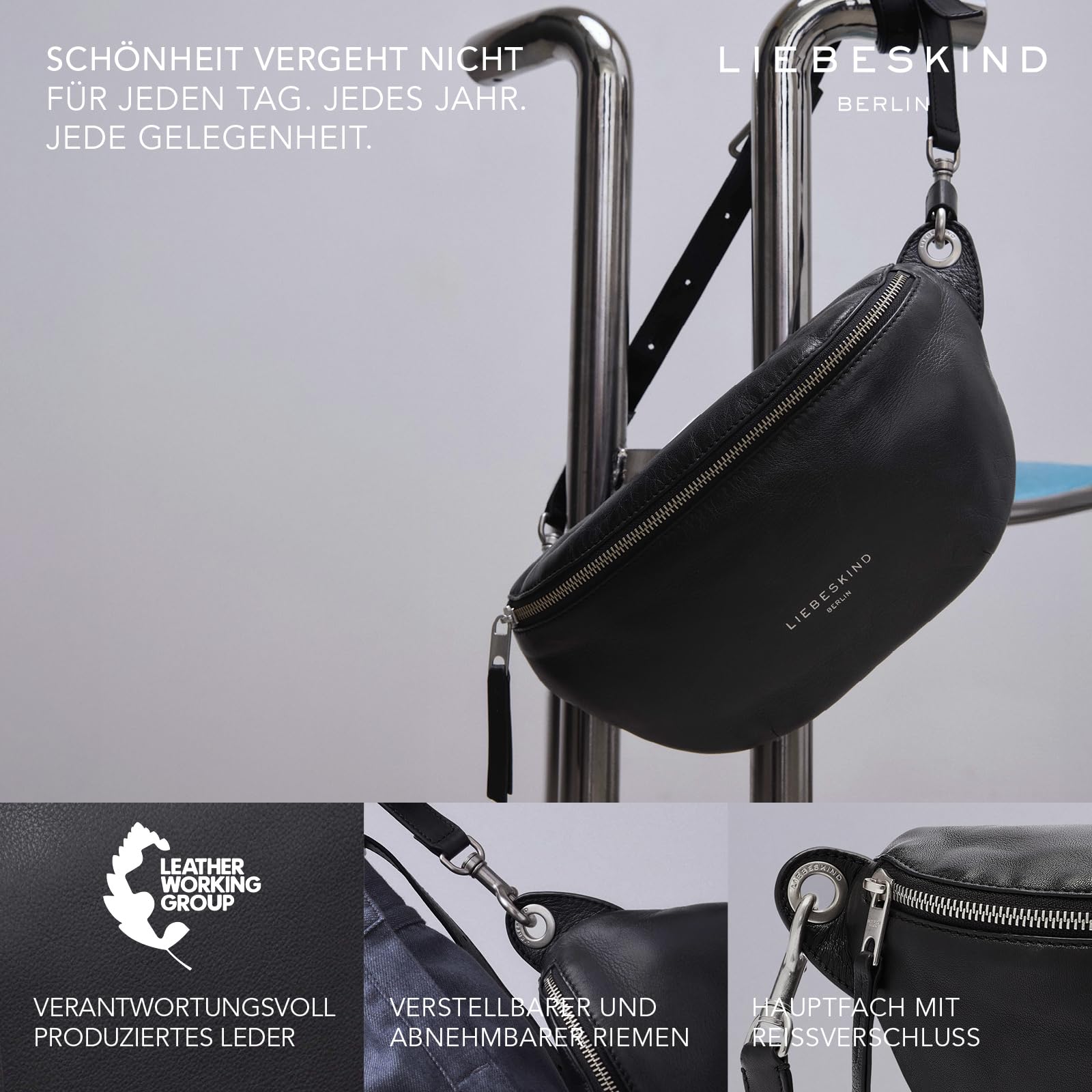 Liebeskind Berlin Gürteltasche „Tavia S“ I Belt-Bag Damen aus Leder mit verstellbarem Riemen I Damen Gürteltasche I geräumiges Hauptfach mit Reißverschluss und Innenfach