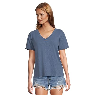 Mod o doc Short Sleeve V Neck Boxy T Shirts Women