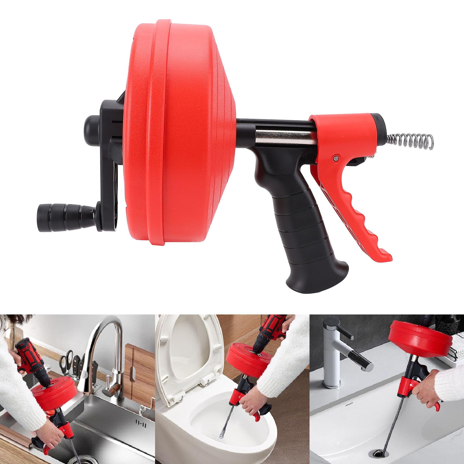 Serpiente De Drenaje, Serpiente De Acero Flexible Para Desatascos Herramienta Manual O Motorizada Para Quitar Pelos Del Desagüe Para Desatascar Fregaderos Y Desagües De Cocina