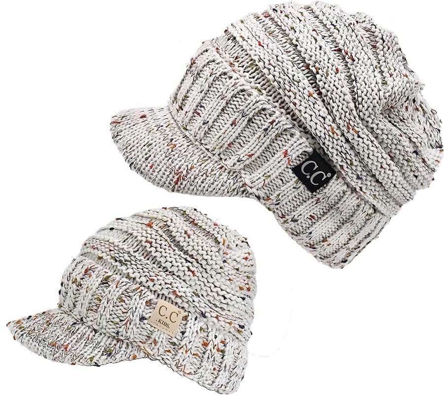 C.C Mommy and Me Beanies Women Kids Toddler Infant Mom and Baby Matching Christmas Outfits Winter Visor Brim2