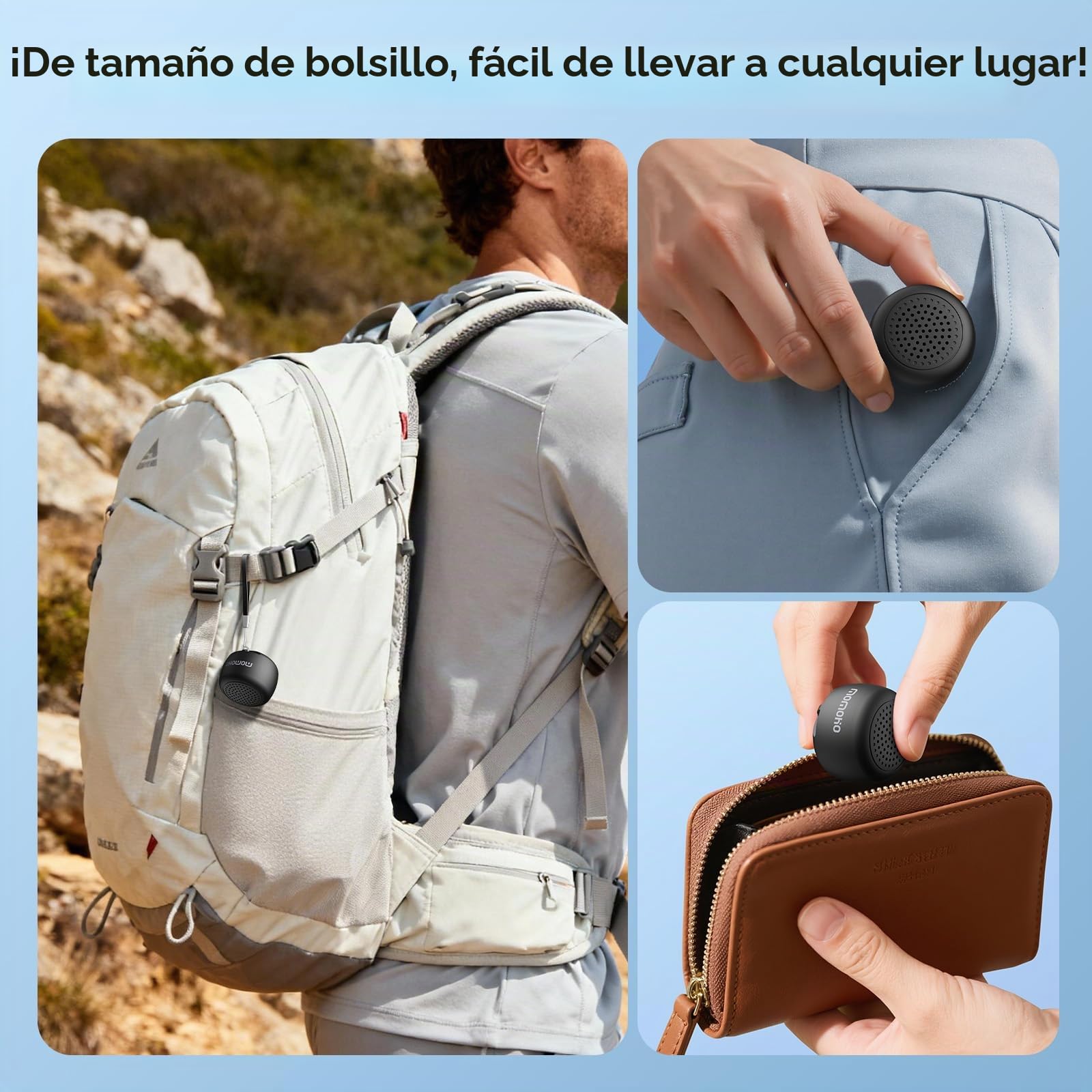 Mini altavoz Bluetooth, pequeños regalos con emparejamiento TWS, pequeño altavoz Bluetooth para exteriores e interiores, micrófono integrado (negro)