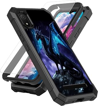 for Cloud Stratus C8 Case for Cloud Mobile Stratus C8 Phone Case with Screen Protector Tempered Glass,Slim TPU Rugged Corners Bumper Cover Case for Men Women-Blue Dragon