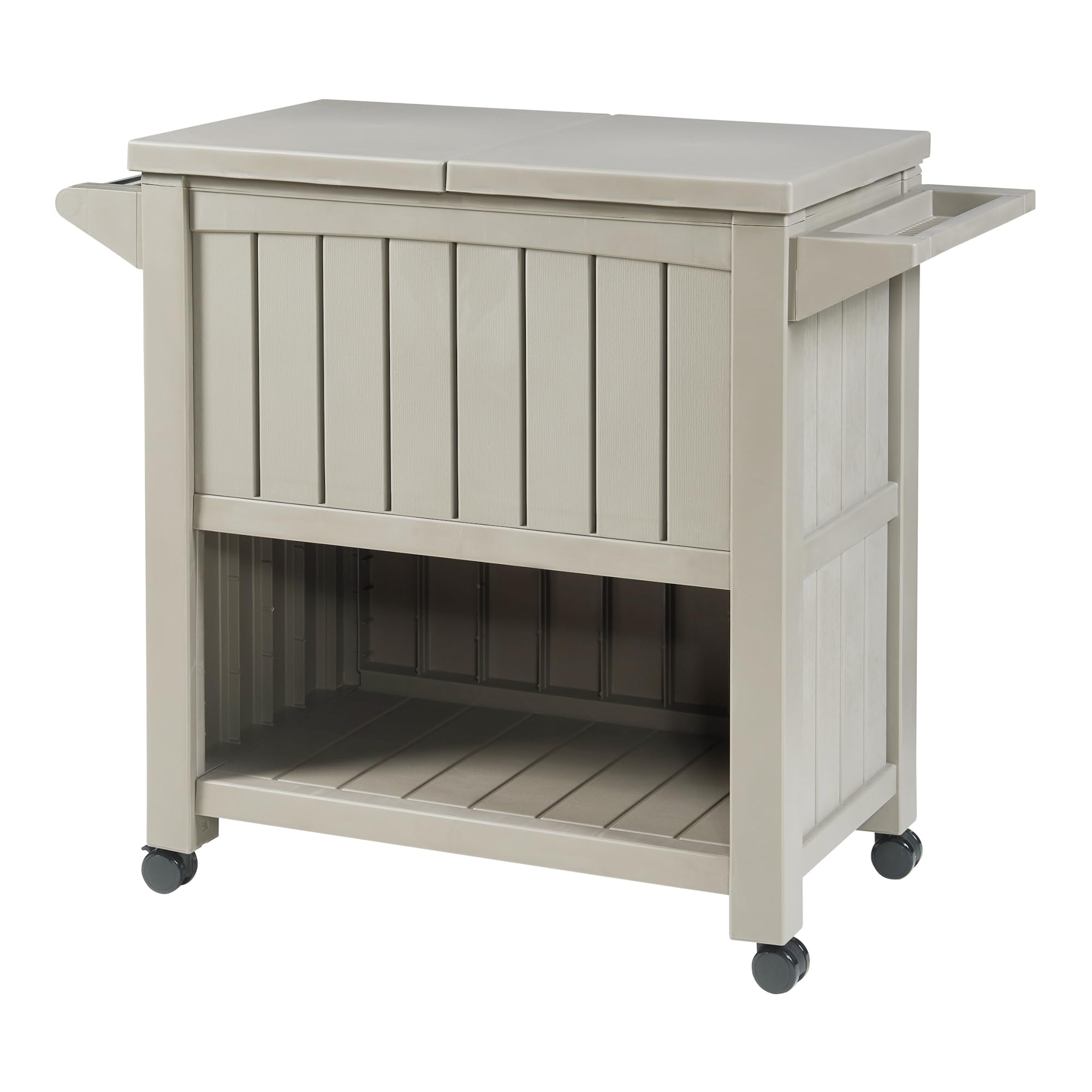 casa.pro Carrito Nevera Arsita para Bebidas Carro de Servicio Multiusos con Bolsa de Nevera Carro Auxiliar para Jardín Balcón Barbacoa PVC Plástico 102 x 47 x 87 cm - Beige