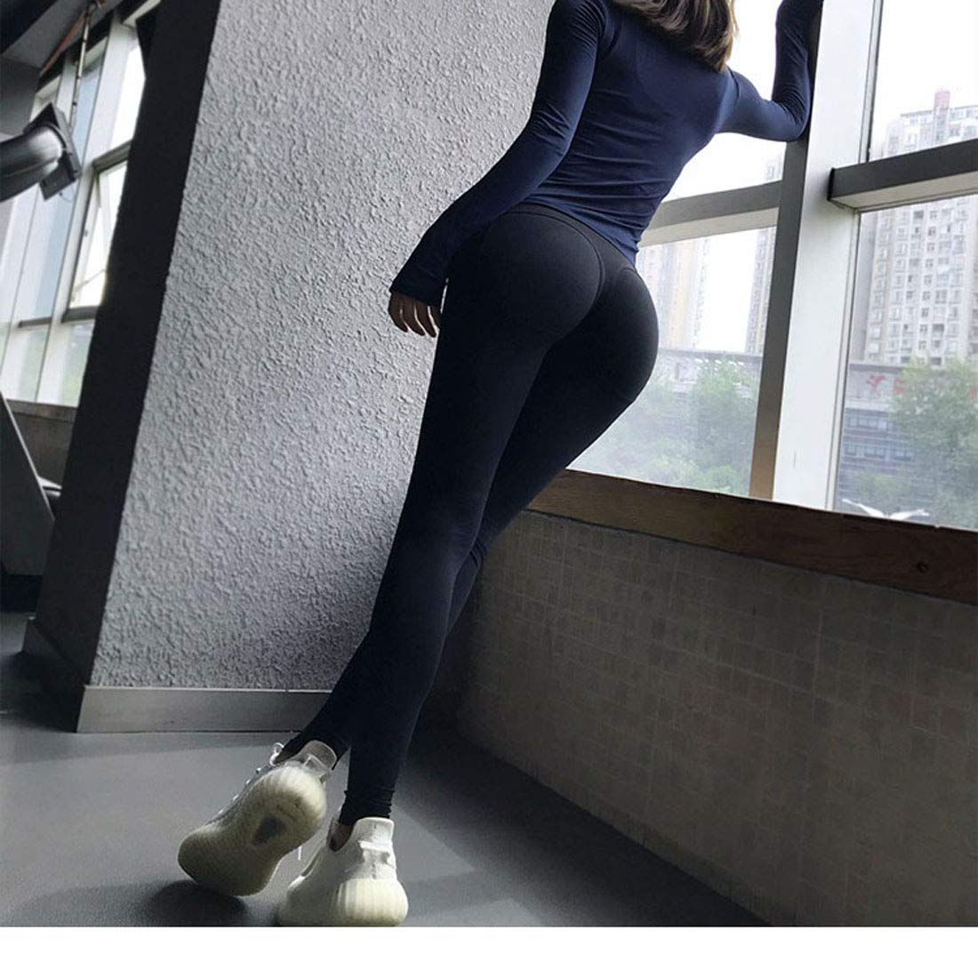 Moda Leggins Sportivi Donna, Leggings Da Yoga Per Donna, Allenamento Per Il Controllo Della Pancia Che Allunga La Corsa, Calzamaglia Sportiva a Compressione a Prova Di Squat Elegante, Black, L