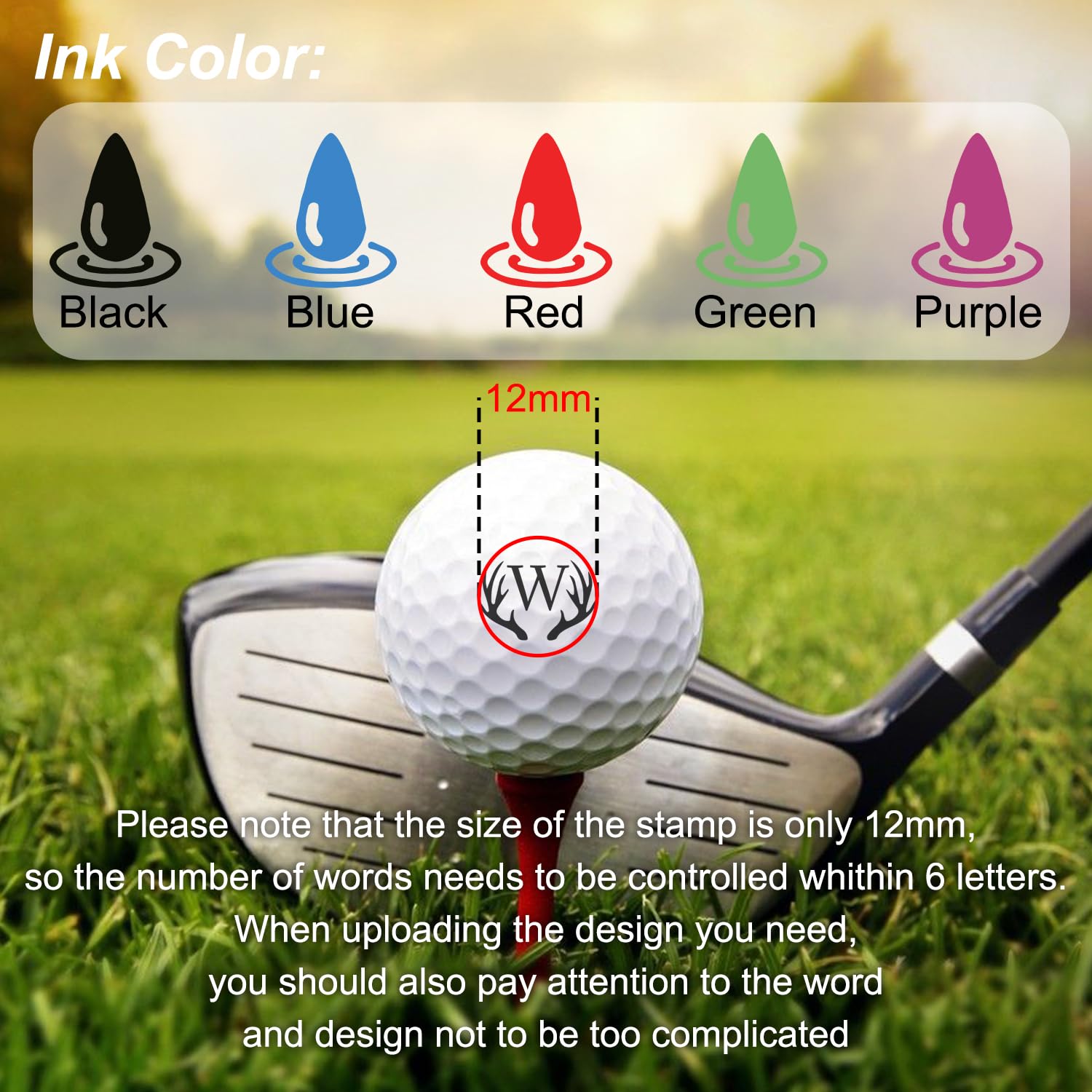 STAMTECH Custom Golf Ball Stamp - Personalized Golf Ball Stamp Markers with Monogram to Indentify Golf Balls, Add a Personal Touch to Your Golf Game(Black)