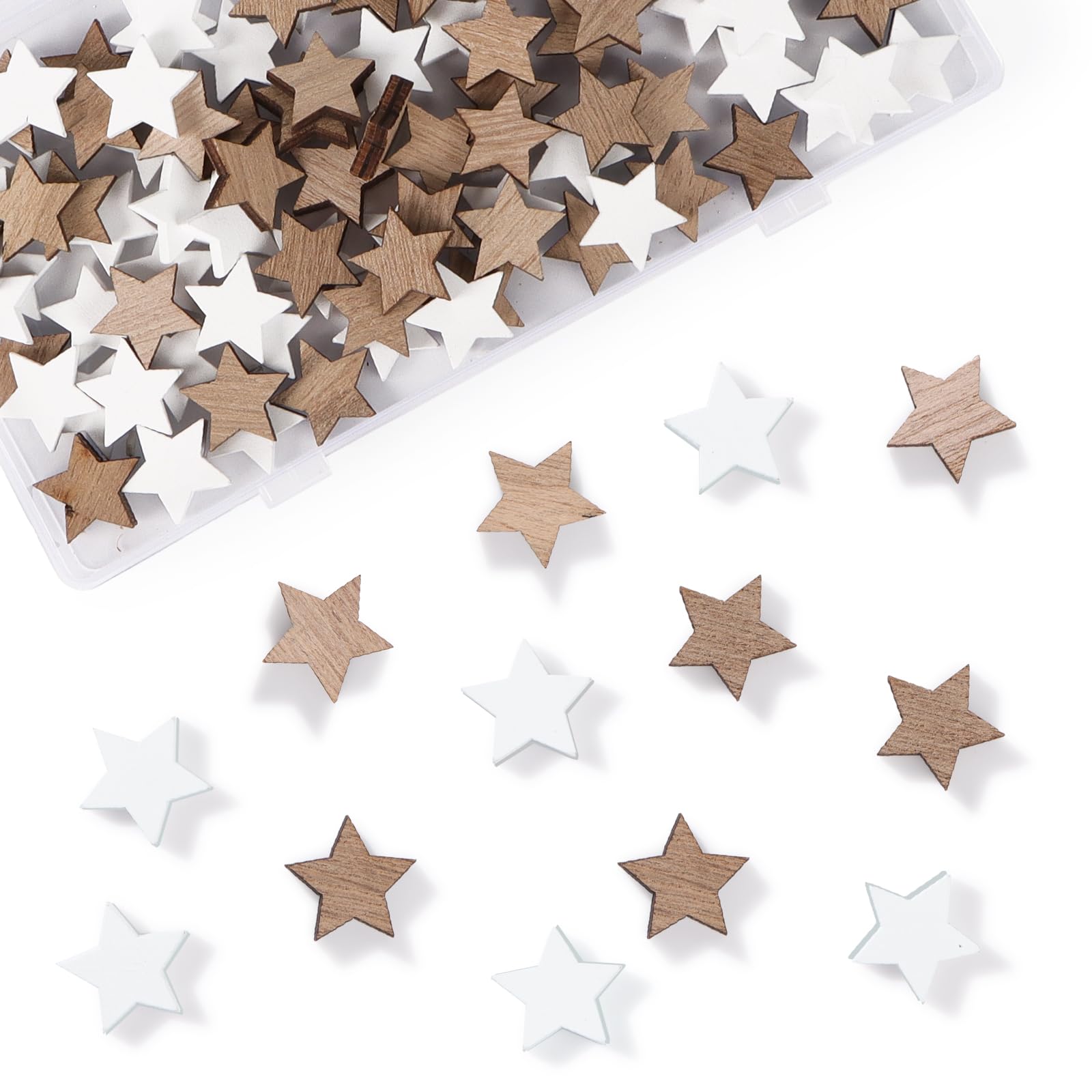100 Pz Stelle Legno Decorative Ciondoli Natalizi Pendenti Fette Decorazioni Natalizie Coriandoli Tavolo Albero di Natale Bomboniere Matrimonio Artigianato Fai da Te (Bianco