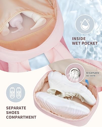 Miniatura 4 de Ceneda Mochila de gimnasio para mujer, mochila acolchada ligera con compartimento para zapatos para fitness, uso diario y viajes