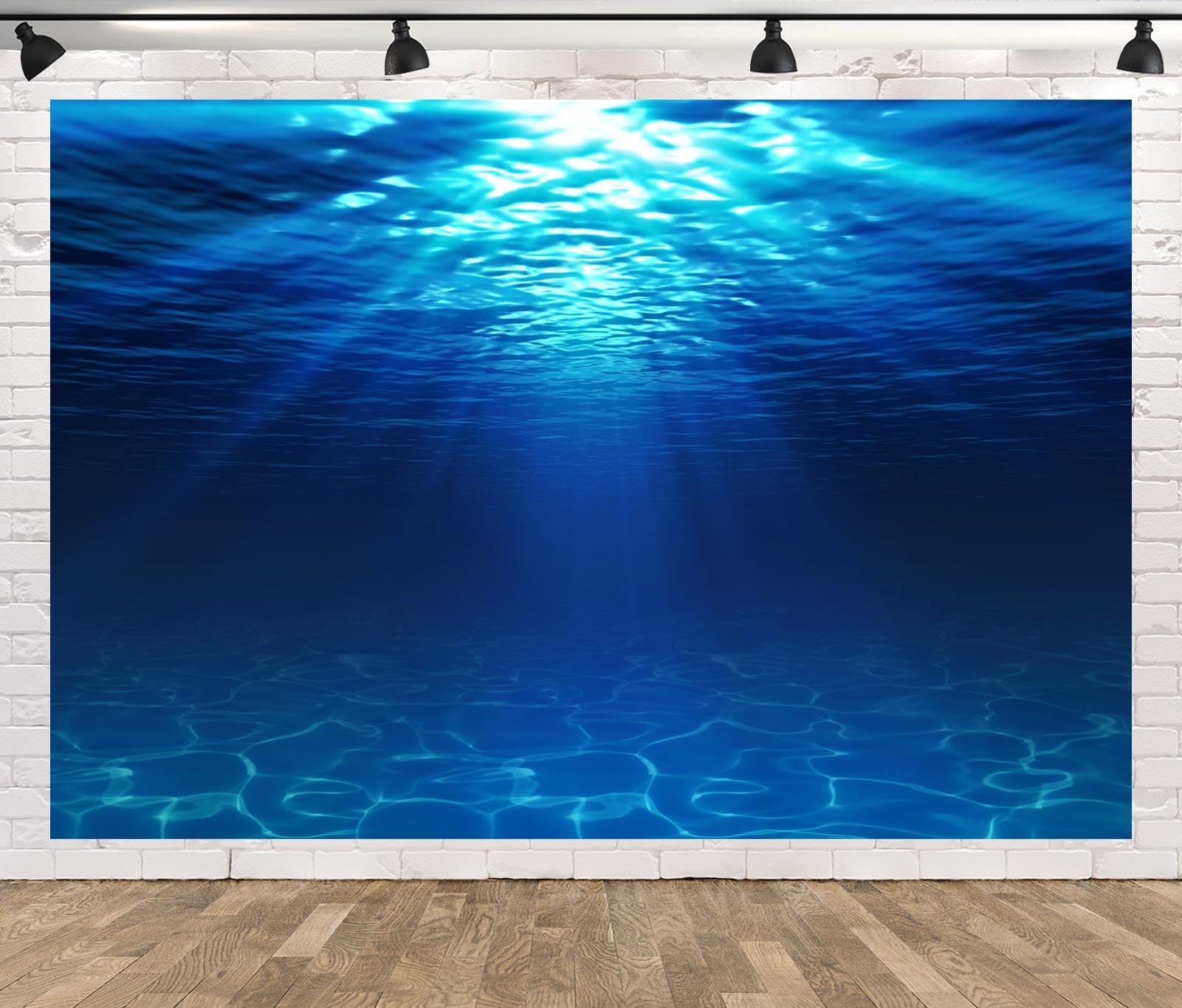 17x10ft Sfondo del mare profondo Sfondo di fotografia subacquea Sfondo dell'oceano Vista subacquea Sfondo Acquario Decor Sfondo Il mare Acqua blu Luce solare Sfondo Studio Puntelli