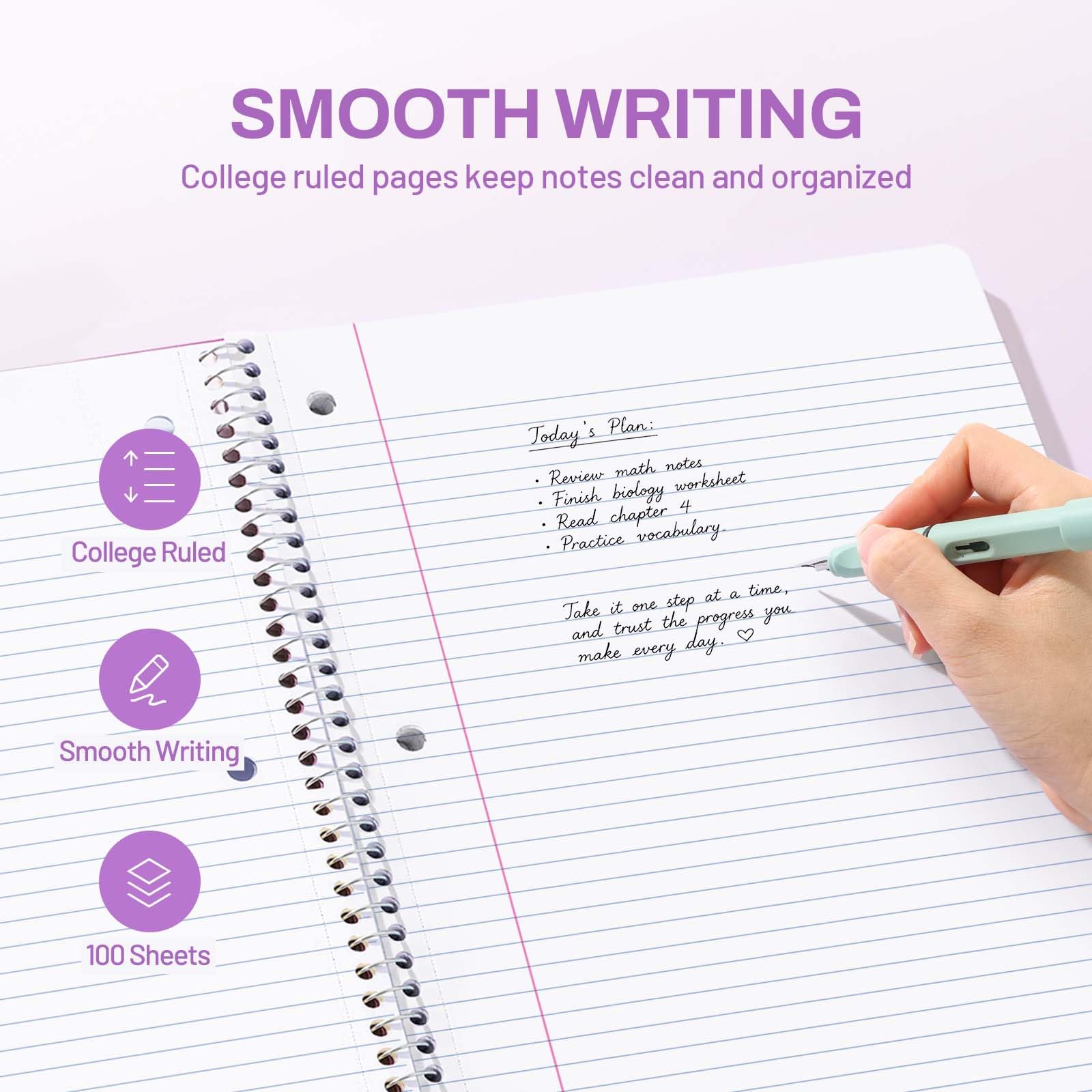 Amazon.com : SUNEE Spiral Notebook, 1-Subject, College Ruled Paper