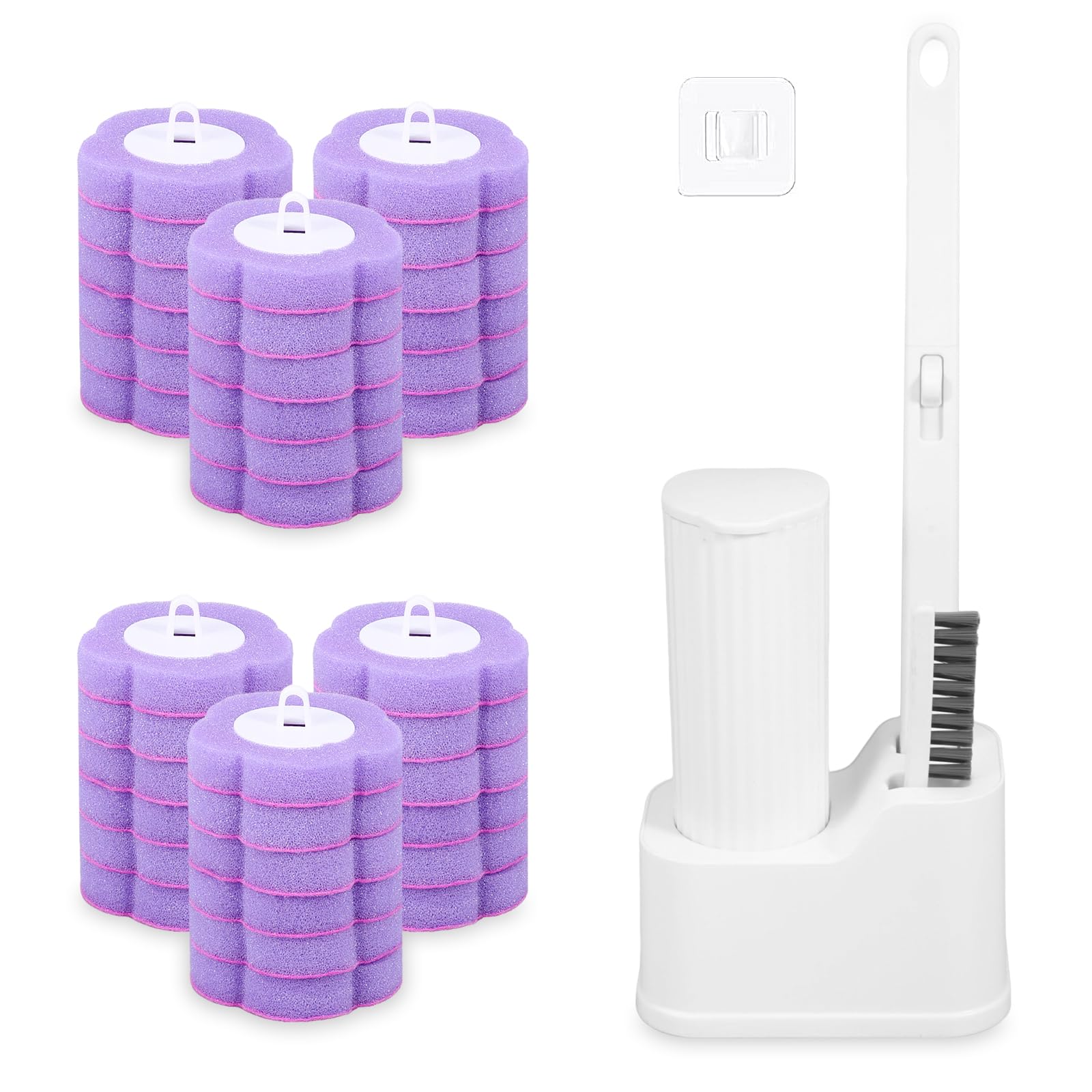 Zhjiutak White Brush + 36 Head Disposable Toilet Brush With Holder, Disposable Toilet Cleaning System With 36 Refills, Toilets Wand Kit For Bathroom Cleaning, Sink, Bathtub, Floor(White Brush + 36 Head)