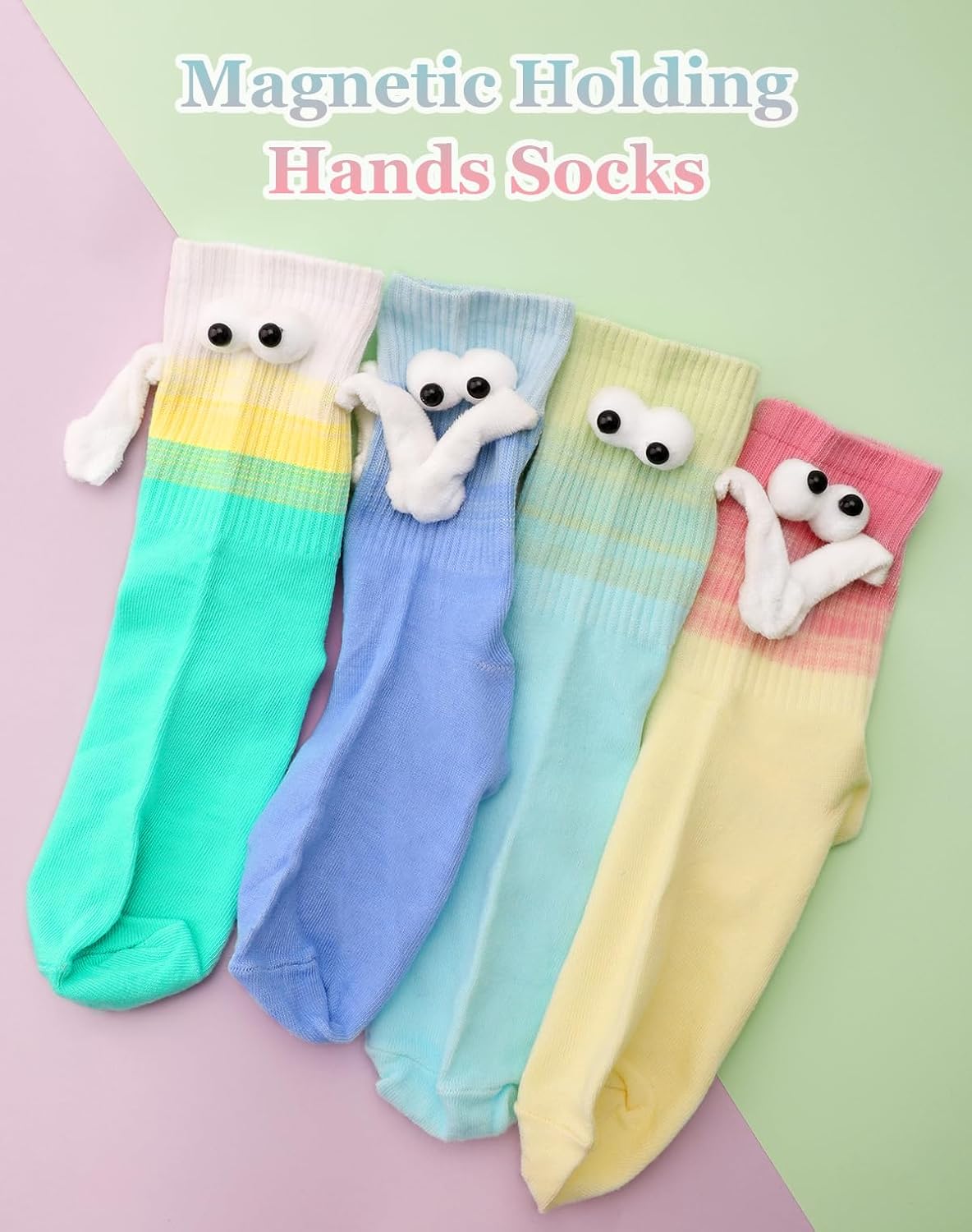 Yawlsow Funny Holding Hands Socks Christmas Crazy Magnetic Men Women Couple Socks - Image 2