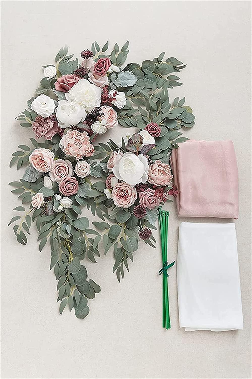 Künstlicher Hochzeitsbogen, Blumen- und Vorhänge-Set, for selbstgemachte Hochzeitszeremonie, Empfang, Laube, Hintergrund, Party-Dekoration(Pink B)