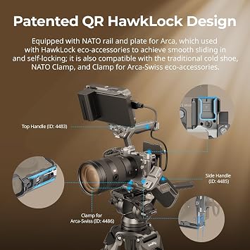 SmallRig FX3 / FX30 HawkLock Quick Release Camera Cage Kit for Sony | with Cable Clamp, Bulit-in QR Cold Shoe NATO Rail/QR Plate for Arca, Modular Design Compatible with Original XLR Handle