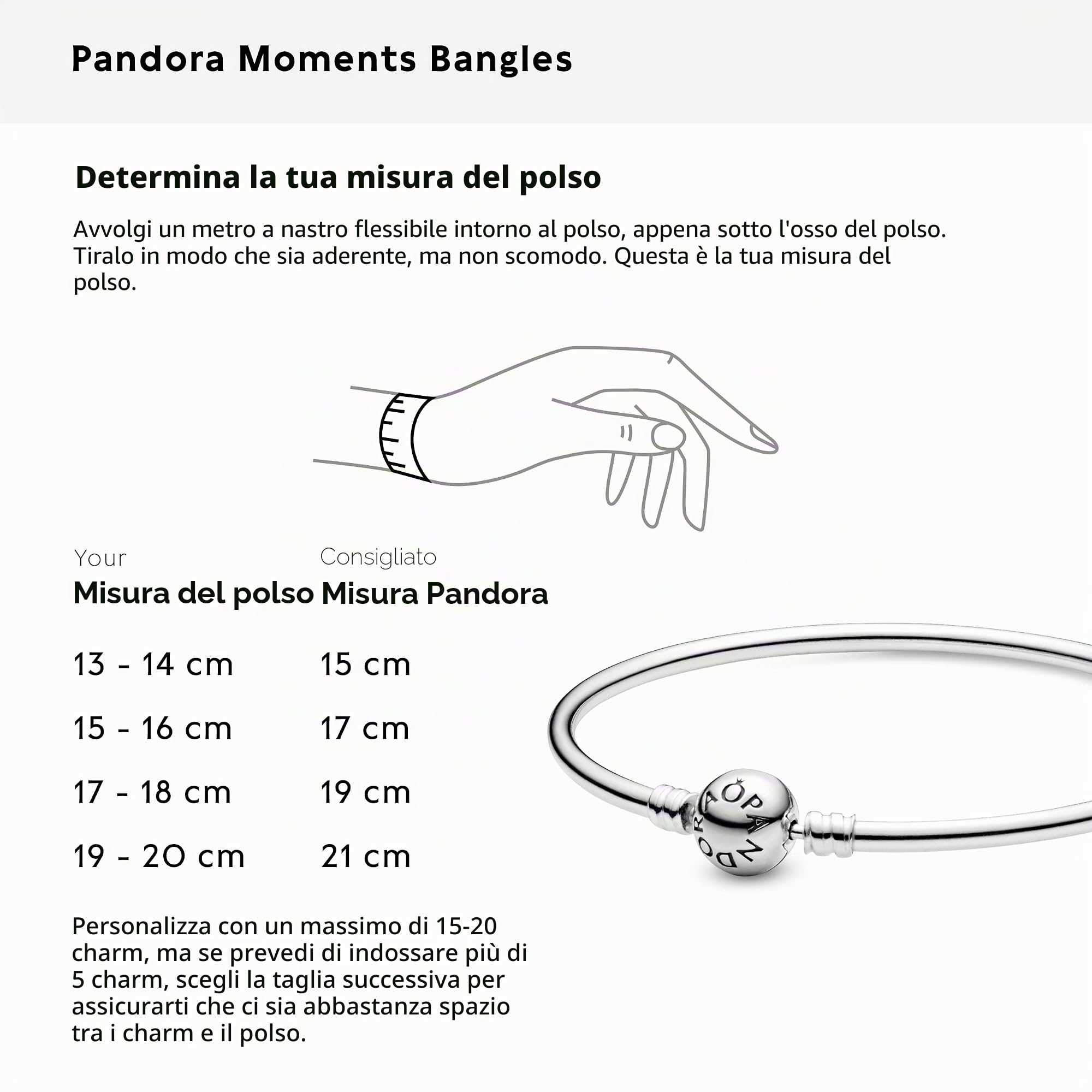 Pandora Moments - Bracciale da donna in argento Sterling, 15, in metallo