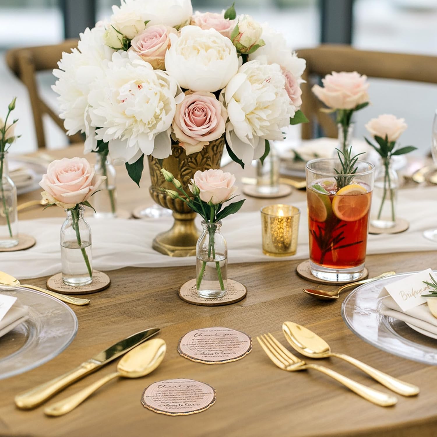 160 Pcs Wedding Favors for Guests, Cork Coasters Bulk, Thank You for Celebrating with Us Party Decoration Wood Coaster Rustic Wedding Gift Bridal Shower Party Favors,Tree Bark