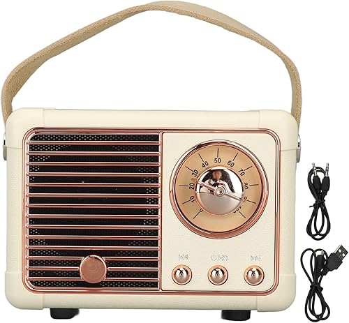 Miniatura 8 de Altavoz Bluetooth retro inalámbrico vintage pequeño altavoz con sonido estéreo Estilo antiguo Mini altavoz inalámbrico portátil para cocina, Negro