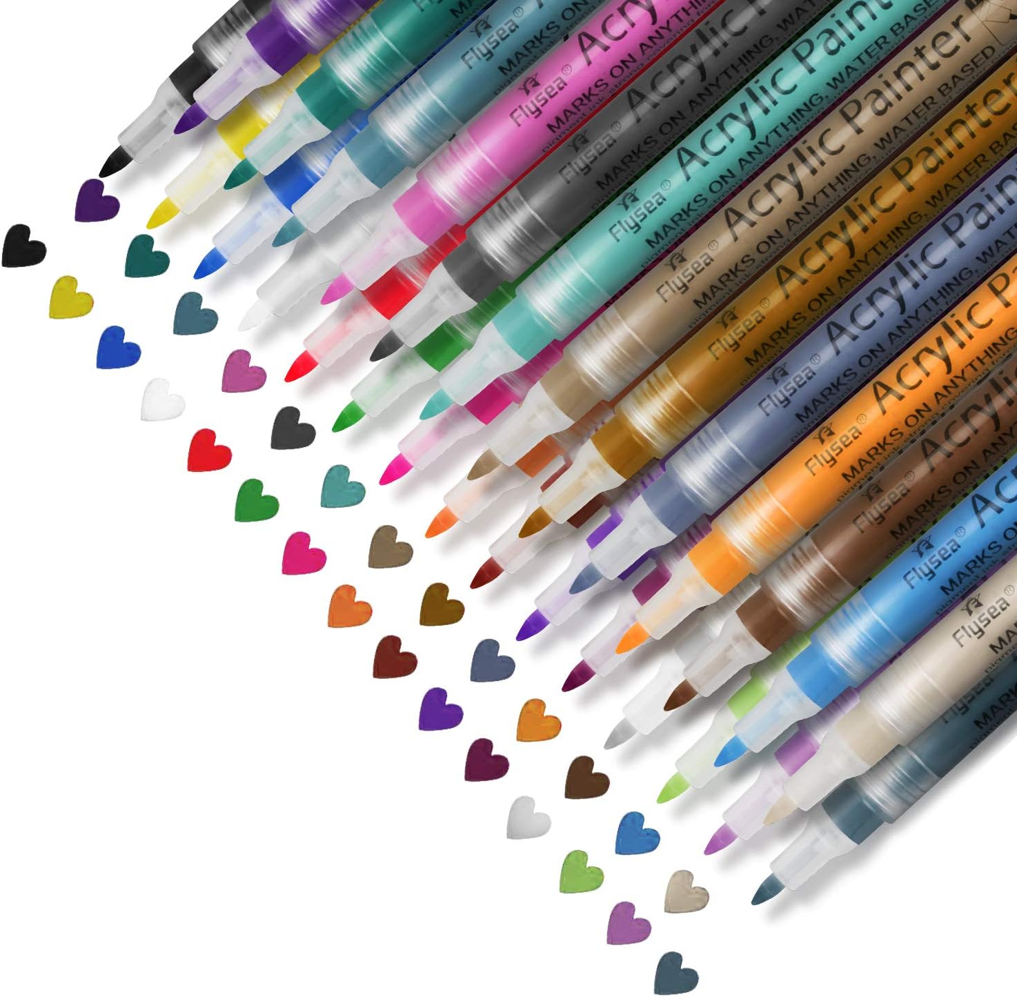 Acrylic Paint Marker Pens - Set of 28 Colors Water Based for Rock Painting, Stone, Glass, Wood, Paper Decoration,Custom Mug Design,DIY Project, Gifts for Kids (28 Colors)