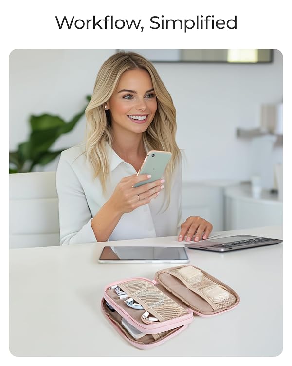 BAGSMART Electronics Organizer Travel Case for Cords Chargers Phones, Pink by BAGSMART - Image 6