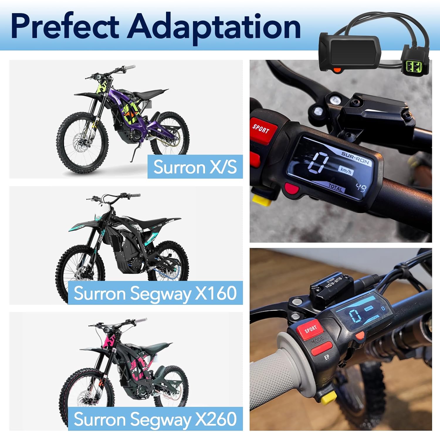 Speedometer for Surron, Digital Display for Surron Electrical Motorbike Hour Meter, Assembly for Electric Bike Speedometer with Surron Light Bee X/S