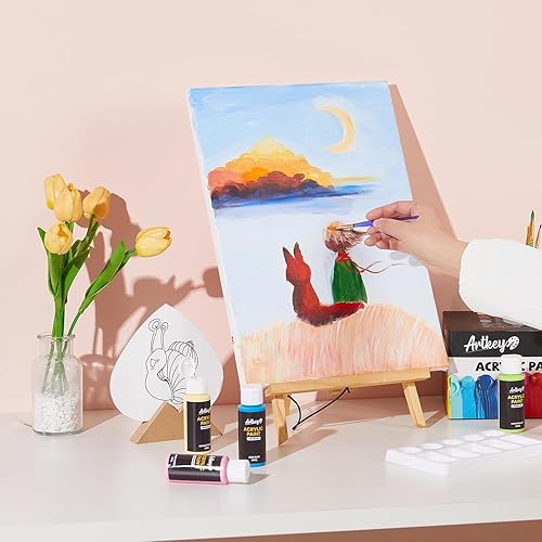 Miniatura 3 de Artkey Pintura acrílica negra  2 oz20fl oz pinturas acrílicas profesionales artistas kit de pintura para lienzos tela cuero roca huevos de Pascua