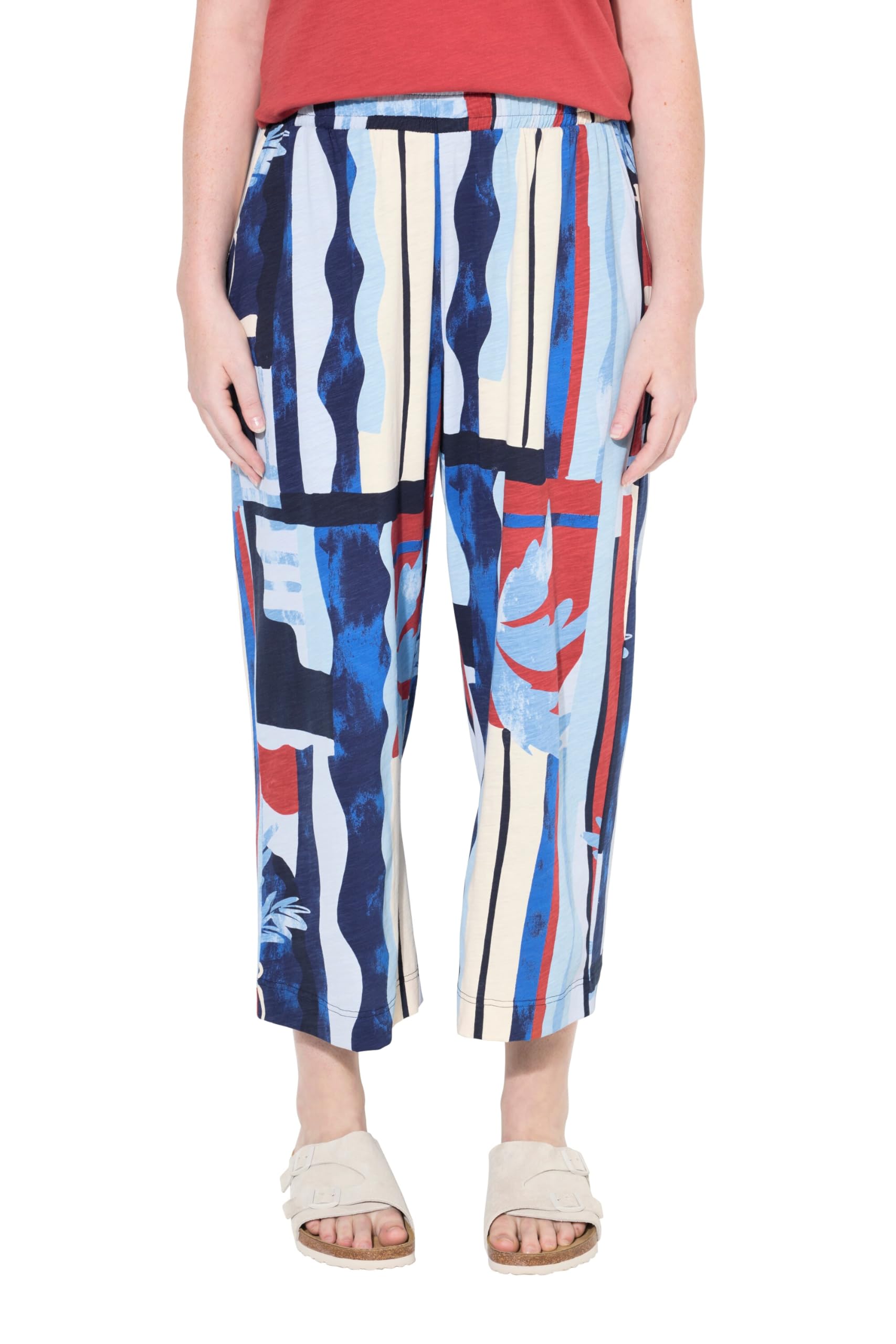 Ulla Popken Damen große Größen Übergrößen Plus Size Jersey-Culotte, Vasen, weites Bein, Biobaumwolle 837897