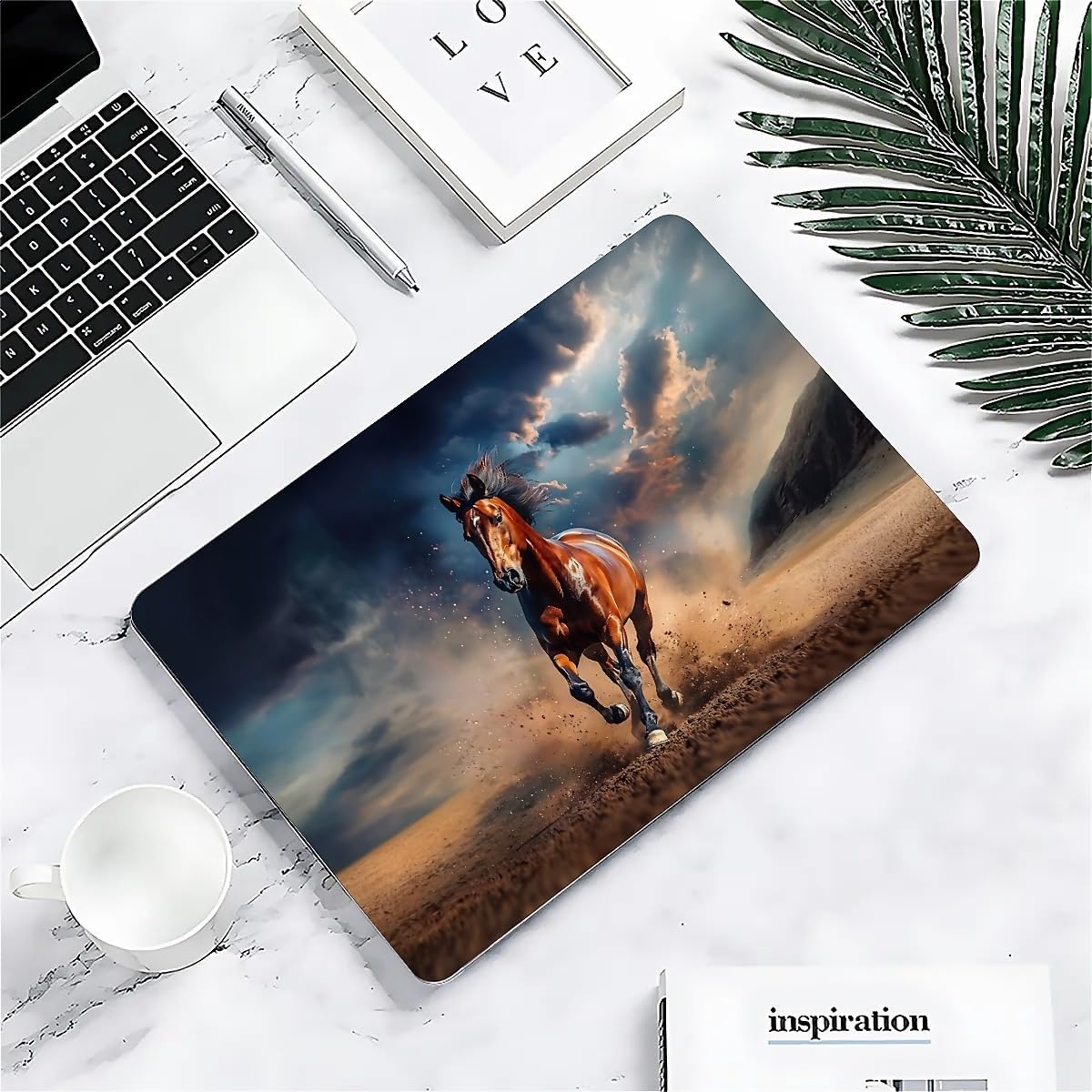 Compatible with MacBook Air 13.6 Inch 2022/2025 Version of M2 A2681/M4 A3240 Plastic Black Computer Case for Girl Boy Fashion Pattern Beautiful Brown Horse Running