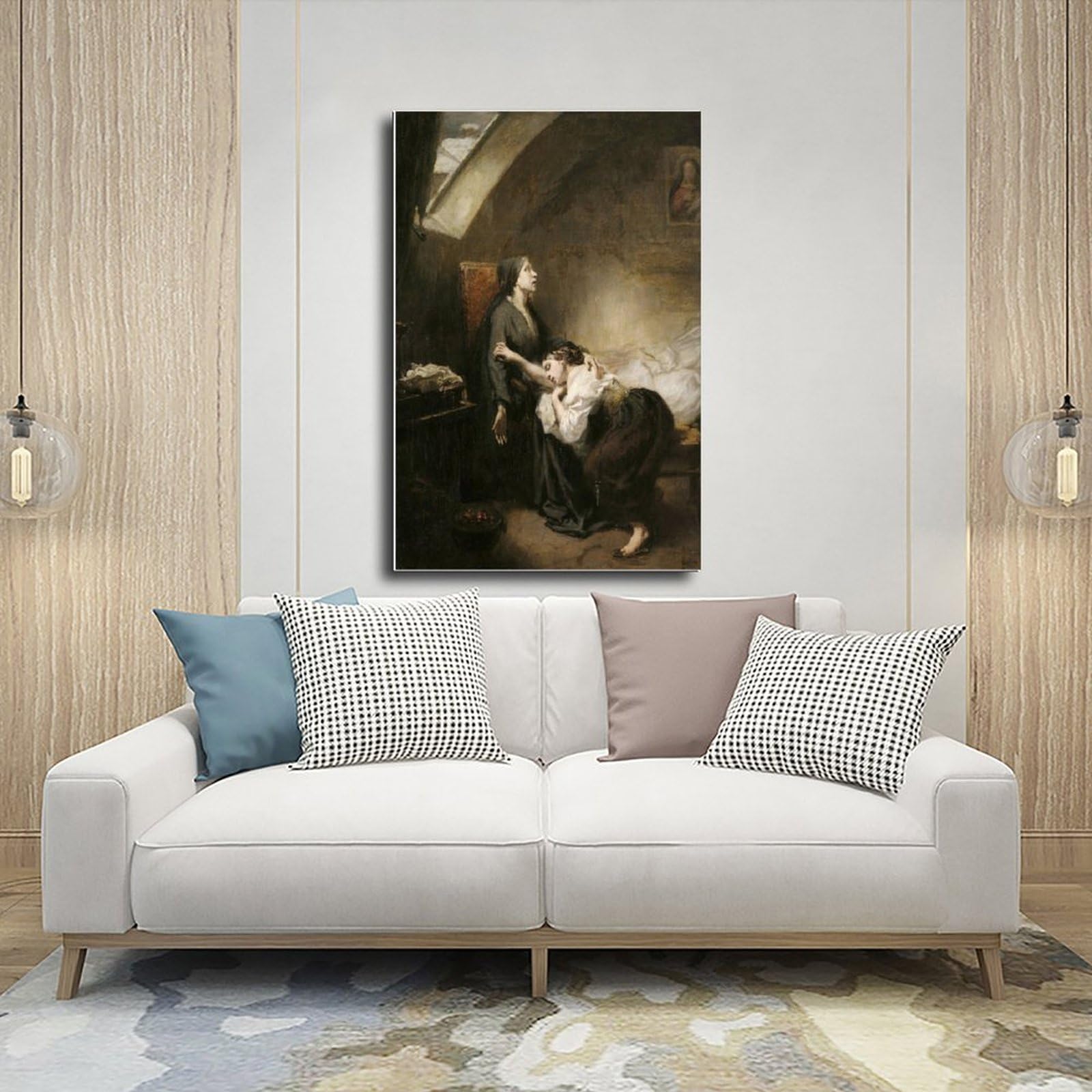 ANFOTCM Octave Tassaert, niefortunna rodzina lub samobójstwo, płótno druk artystyczny plakat do domu, szkoły, biura, dekoracja 24 x 36 cali (60 x 90 cm)