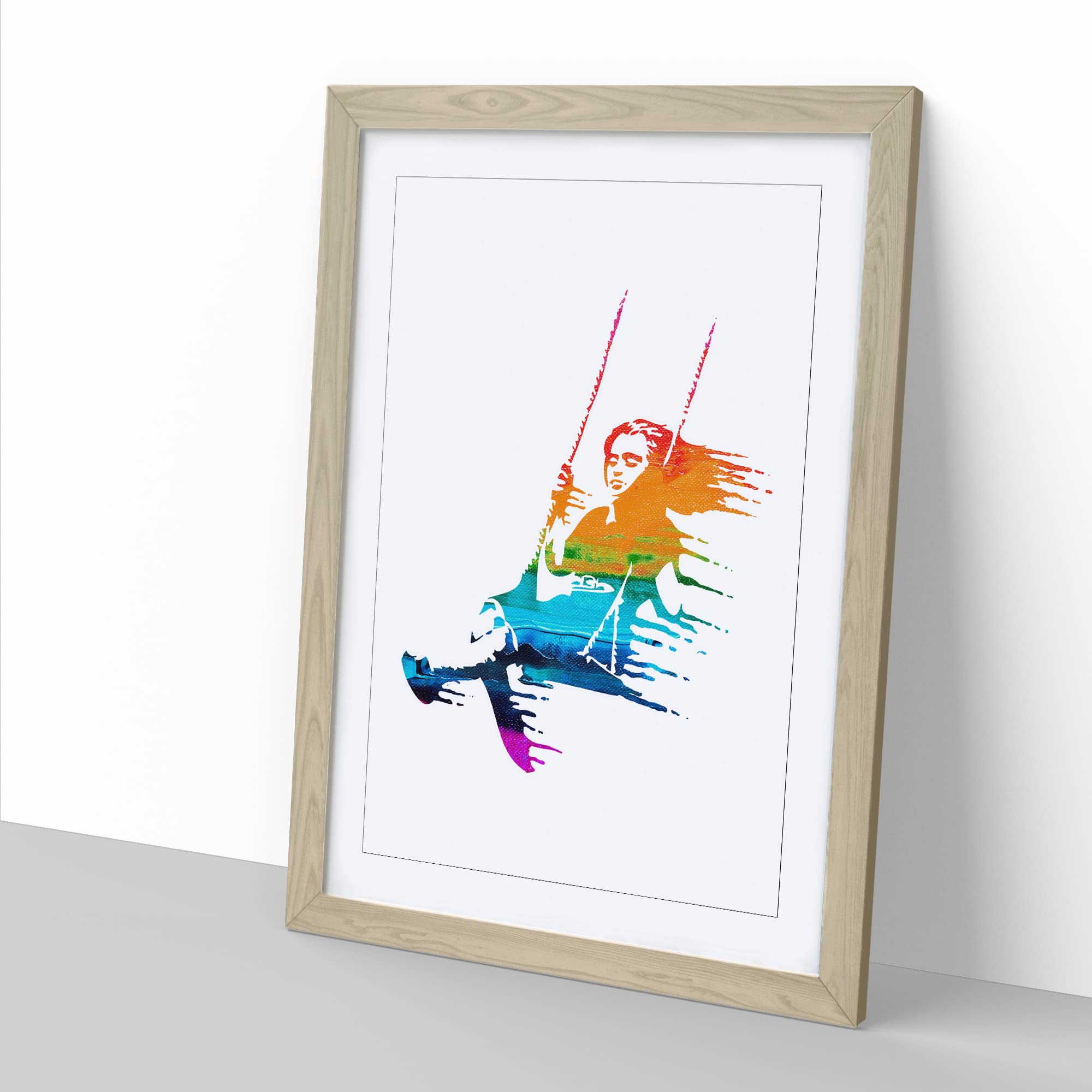 Banksy Girl On Swing Modern Framed Wall Art Print, Ready to Hang Picture for Living Room Bedroom Home Office Décor, Oak A3 (34 x 46 cm) - Image 3
