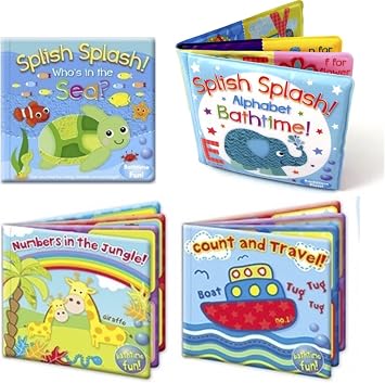 First Steps Lot de 4 Livres de Bain Imperméables et Rembourrés