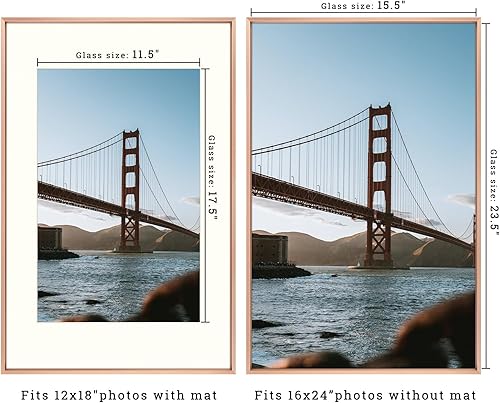 Vista 83 de Frametory - Colección de marcos de metal para fotos, marco de aluminio para fotos con alfombrilla de color marfil y cristal real Dorado
