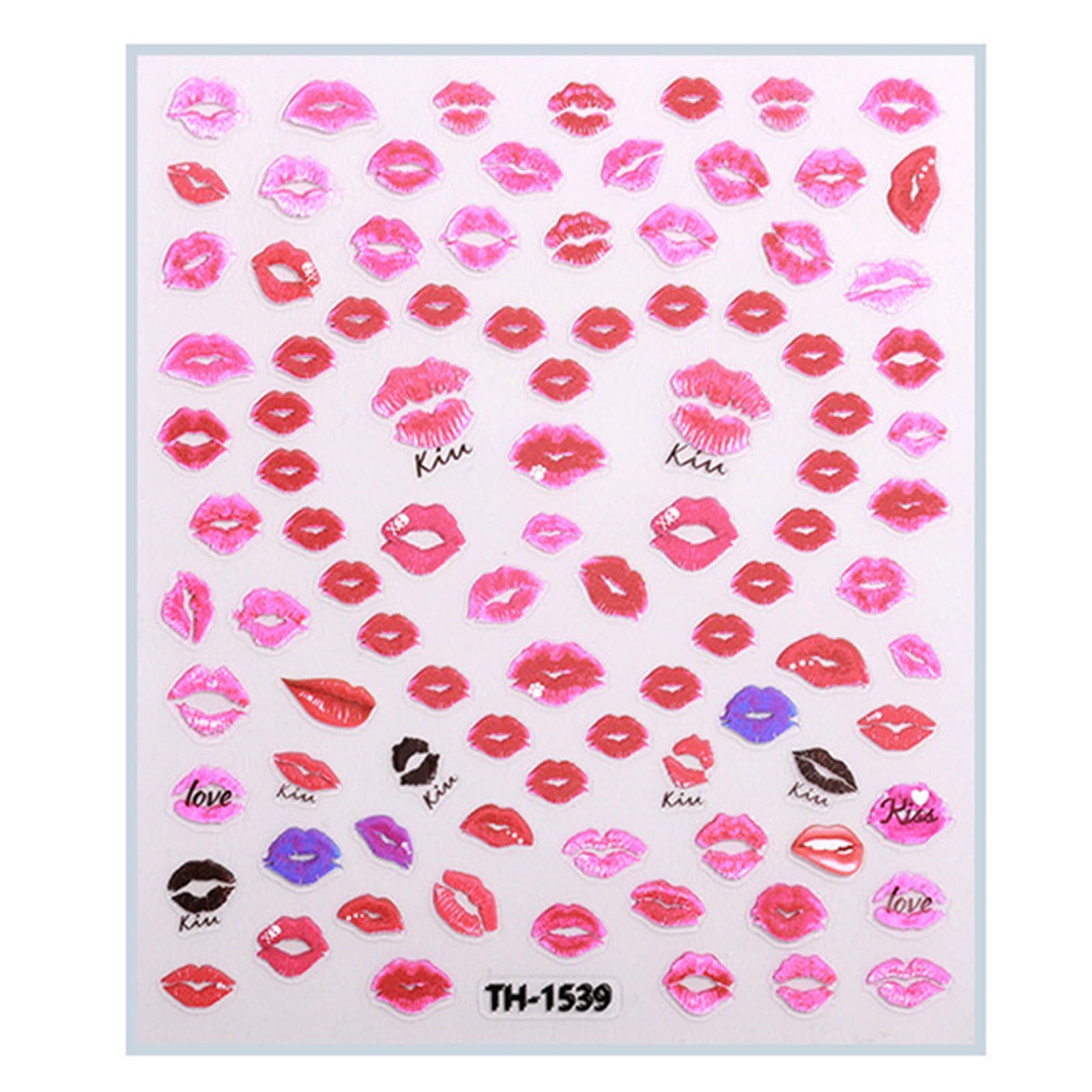 1 Sheet Valentine's Day Nails Stickers for Manicure Decoration with Cartoon Lips Festival Patterns for Women Girls Adhesive Nails Art