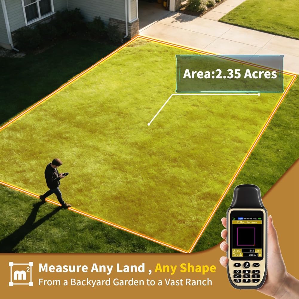 GPS Portatile per Misuratori di Terreno con 6 Satelliti per Rilevamenti, per Area del Terreno, Distanza, Pendenza, Attrezzatura per Misurazione di Terreni Agricoli.