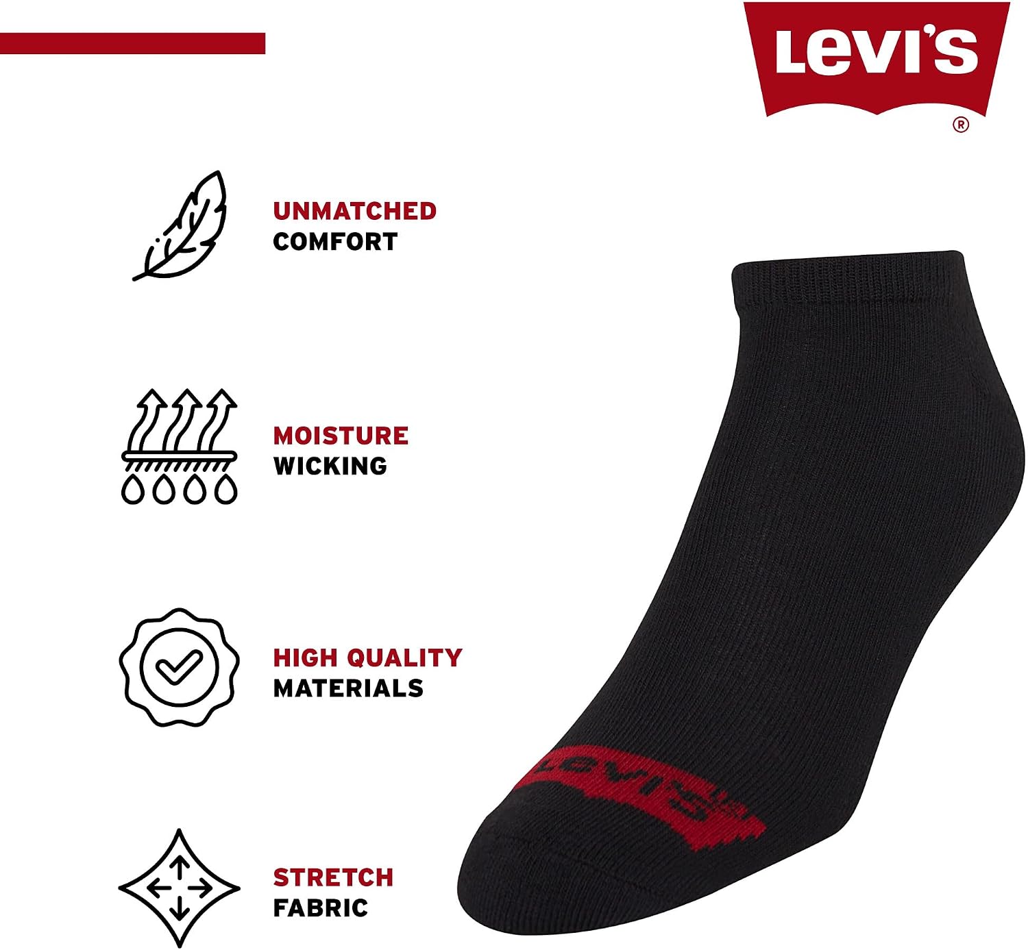 Levi's Mens Socks 8 Pairs Crew Low Cut No Show Ankle Socks for Men Premium Athletic Men's Shoe Size 8-12