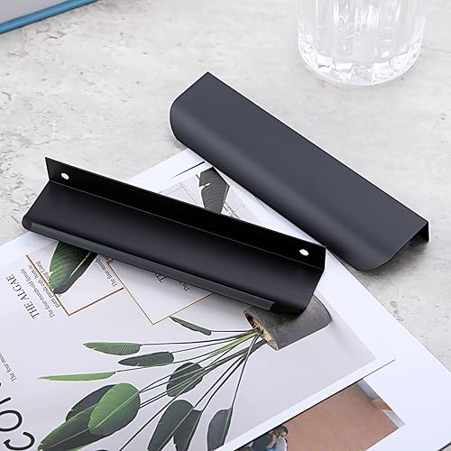 Vista 7 de Malimali Paquete de 10 tiradores de dedo con borde negro para armarios de cocina de 6 pulgadas, tiradores de cajón, tiradores modernos de aluminio