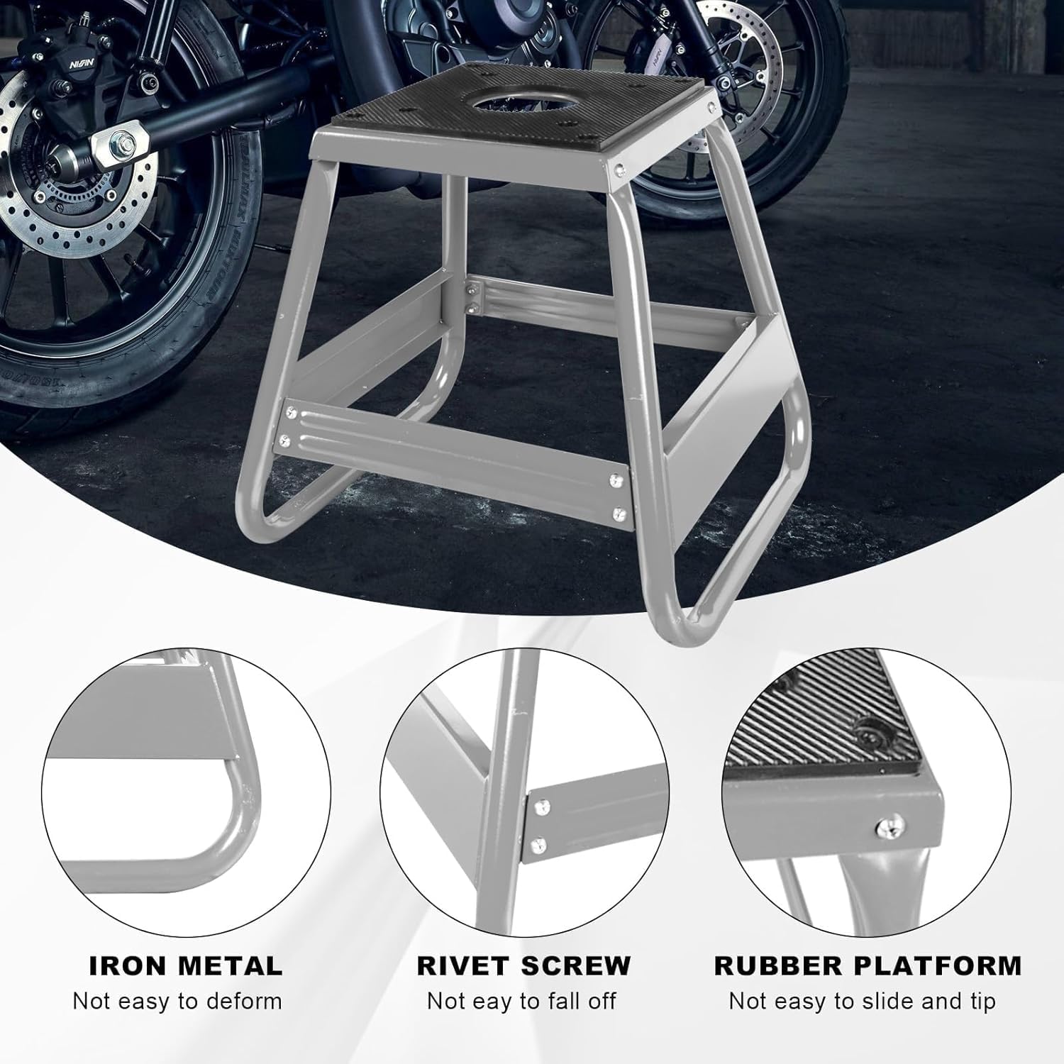 Big RED Dirt Bike Stand, 1000lb Capacity, Universal Detachable Maintenance Motorcycle Lift for Kawasaki, Honda, Yamaha, Silver