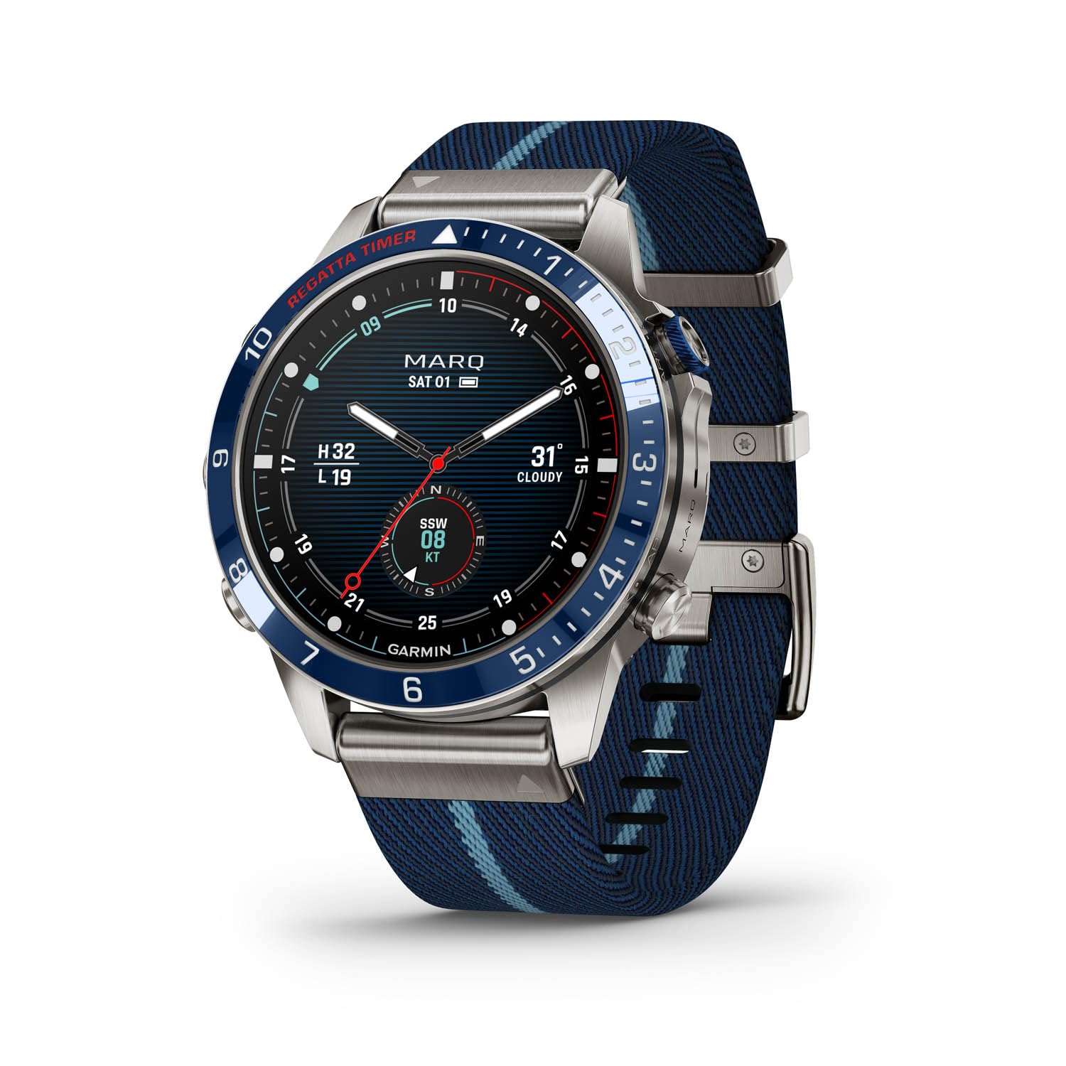 Garmin MARQ Captain Gen 2 Modern Tool Smartwatch Titanium Case with Premium Nylon Strap Black Silicone Band Sapphire