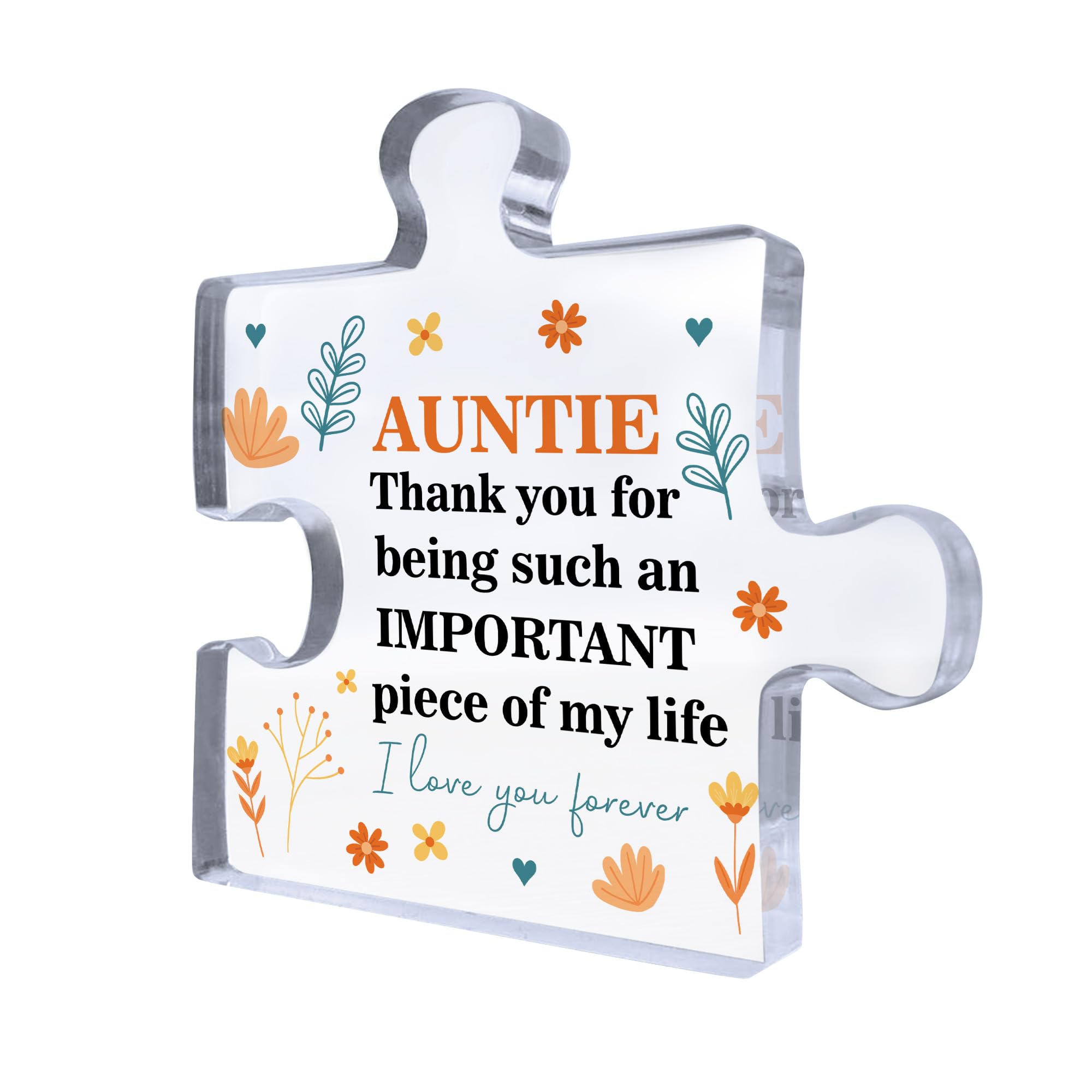 Red Ocean Thank You Gift For Auntie Puzzle Piece IMPORTANT PIECE OF MY LIFE Auntie Gifts For Birthday From Niece Nephew Sister Gifts Novelty Gift For Her