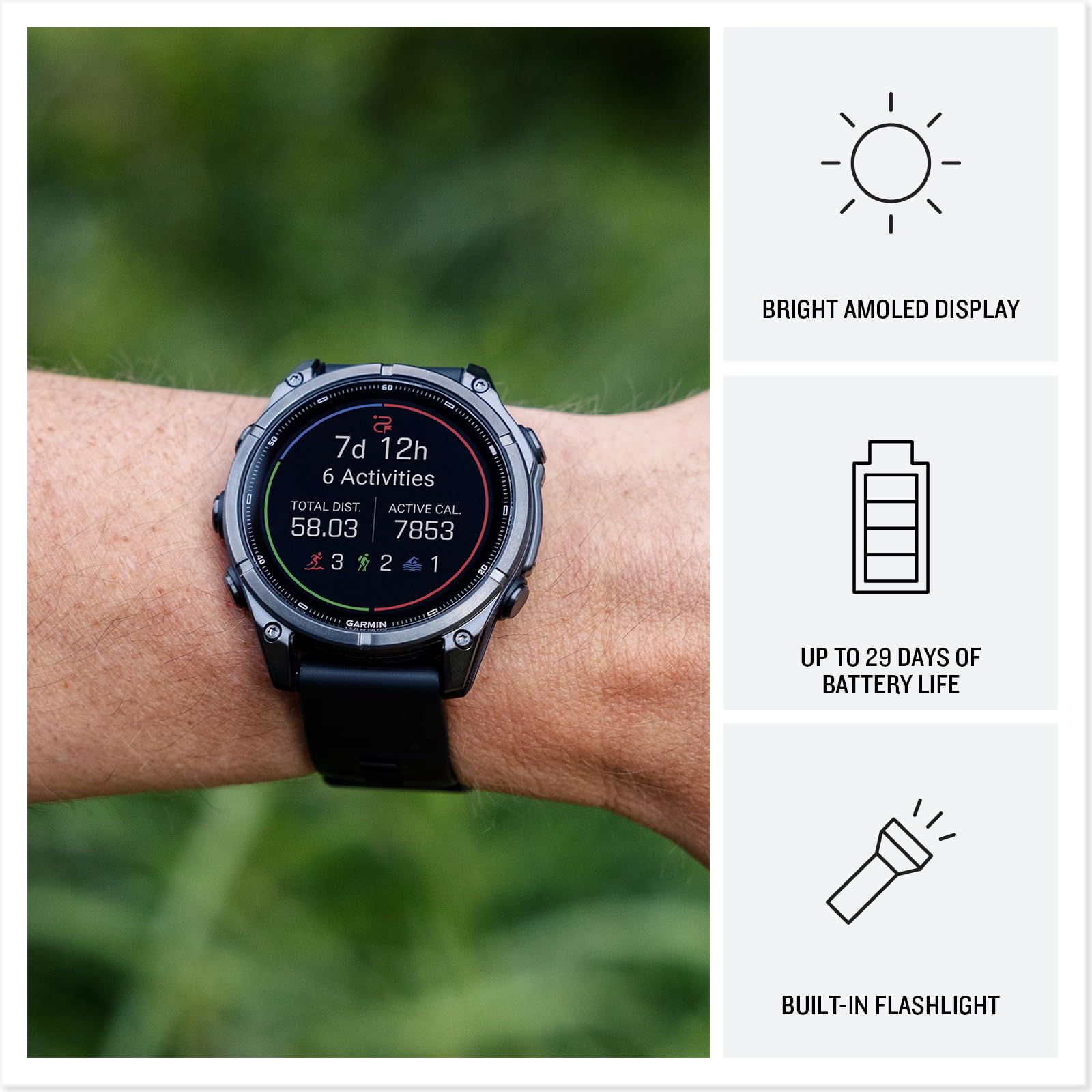 Garmin fēnix® 9, DLC Titanium, 51mm, Grigio Carbonio/Nero