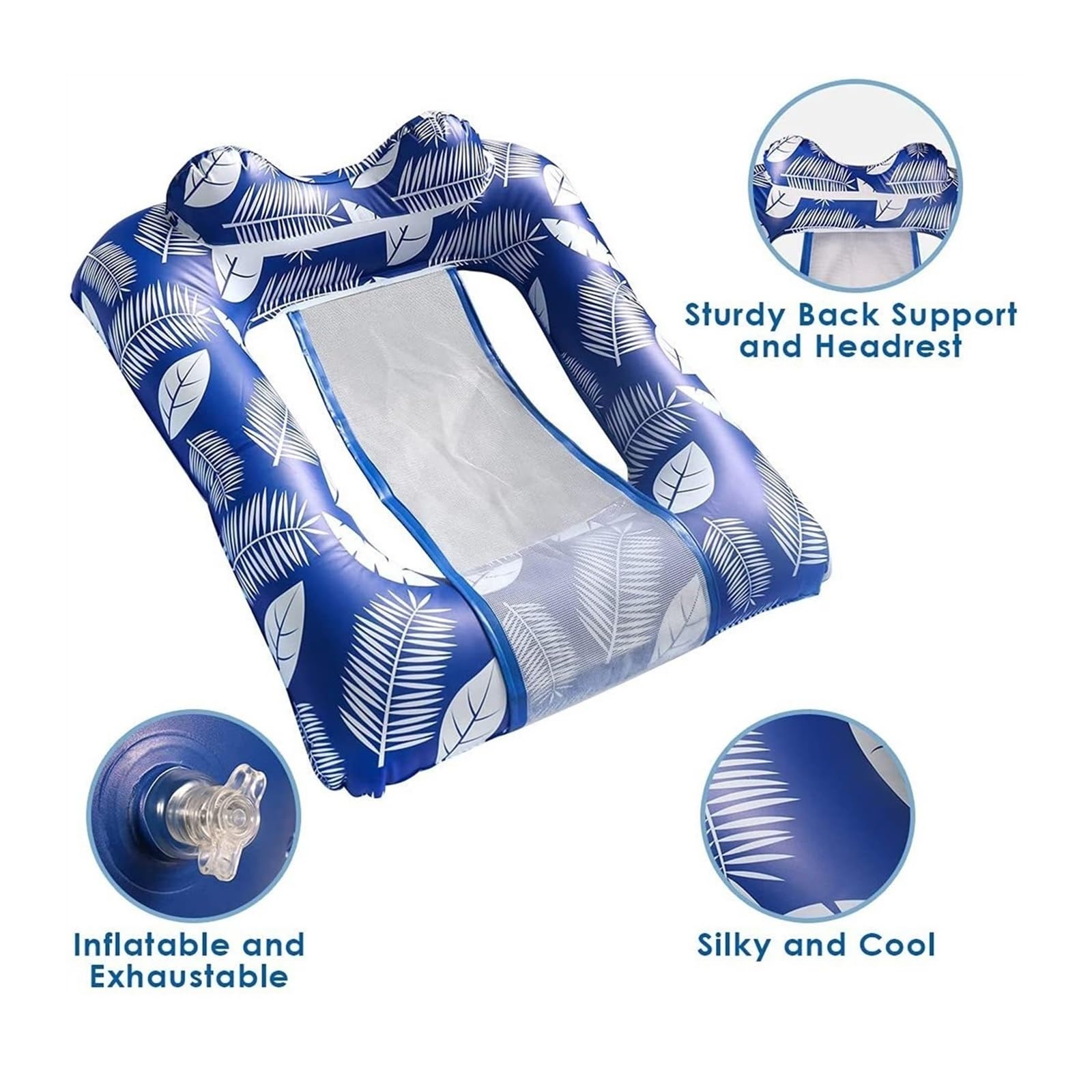 Flotteurs de Piscine pour Adultes Hamac à Eau Gonflable Chaise Flottante Portable Pliable lit Flottant canapé Accessoire de Natation Chaise d'eau Flottante