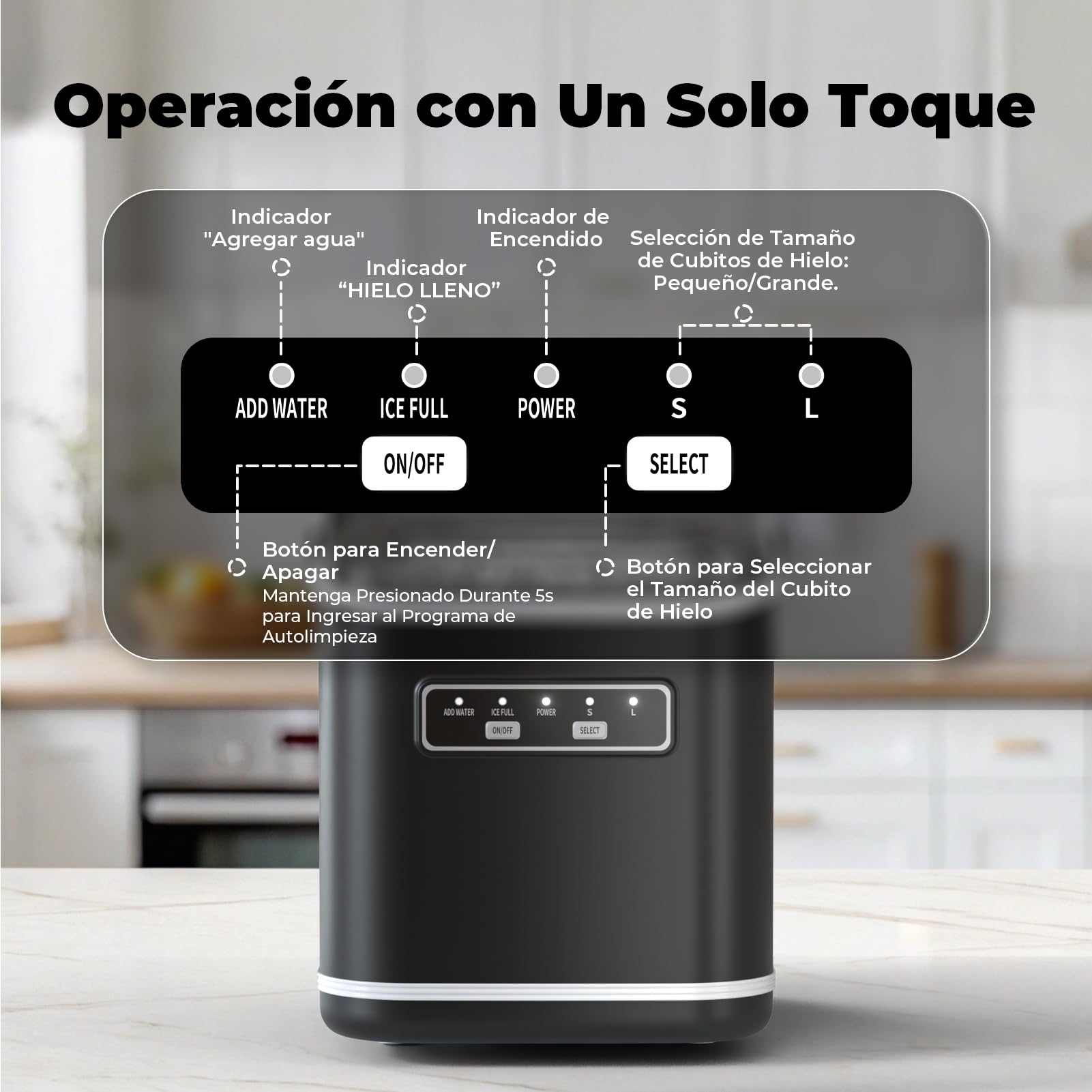 Máquinas para Hacer Hielo, Acmeenjoy 12kg/24h Maquina de Hielo para Encimera, Hielo en 6-8 minutos, Maquina de Hielo Portátil y Autolimpiante con Mango para el Hogar/Fiesta/Cocina/Bar