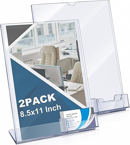 Miniatura 1 de Soporte para letreros acrílicos de 85 x 11 pulgadas con soporte para tarjetas de visita soporte transparente para folletos con bolsillo para