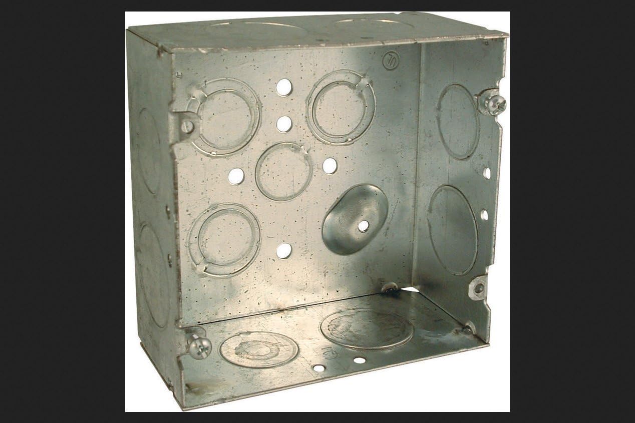 Hubbell-Raco 8265 2-1/8-Inch Deep, 3/4-Inch and 1-Inch Side Knockouts Welded 4-11/16-Inch Square Box Gray