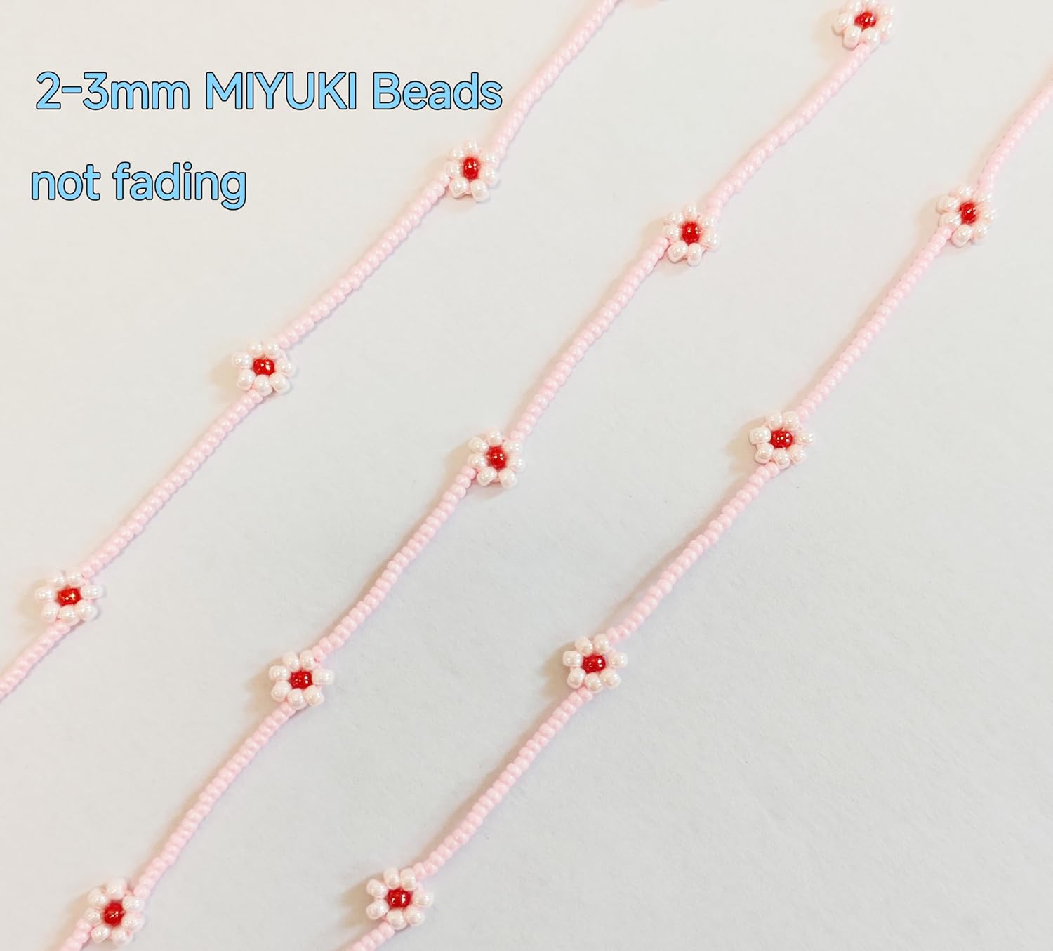 Daisy Flower Necklace, Pink Beaded Necklace for Women as daily Gift, Dainty Accessories for Women as Birthday Gifts for Her Daisy Costume Gift,Gifts for teen girls. - Image 3