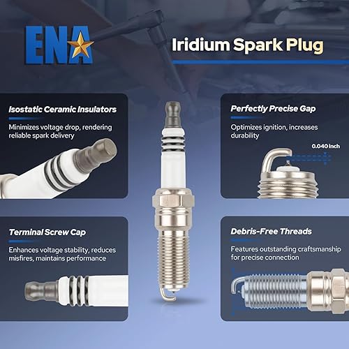 Miniatura 5 de ENA Paquete de 6 bobinas de encendido UF569 azul con 6 bujías de iridio 3.6 V6 compatibles con Buick Chevy Cadillac Allure Enclave ATS CTS SRX STS