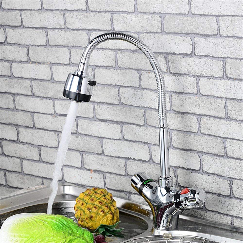 Robinet mitigeur thermostatique de cuisine lavabo cuivre rotatif 360