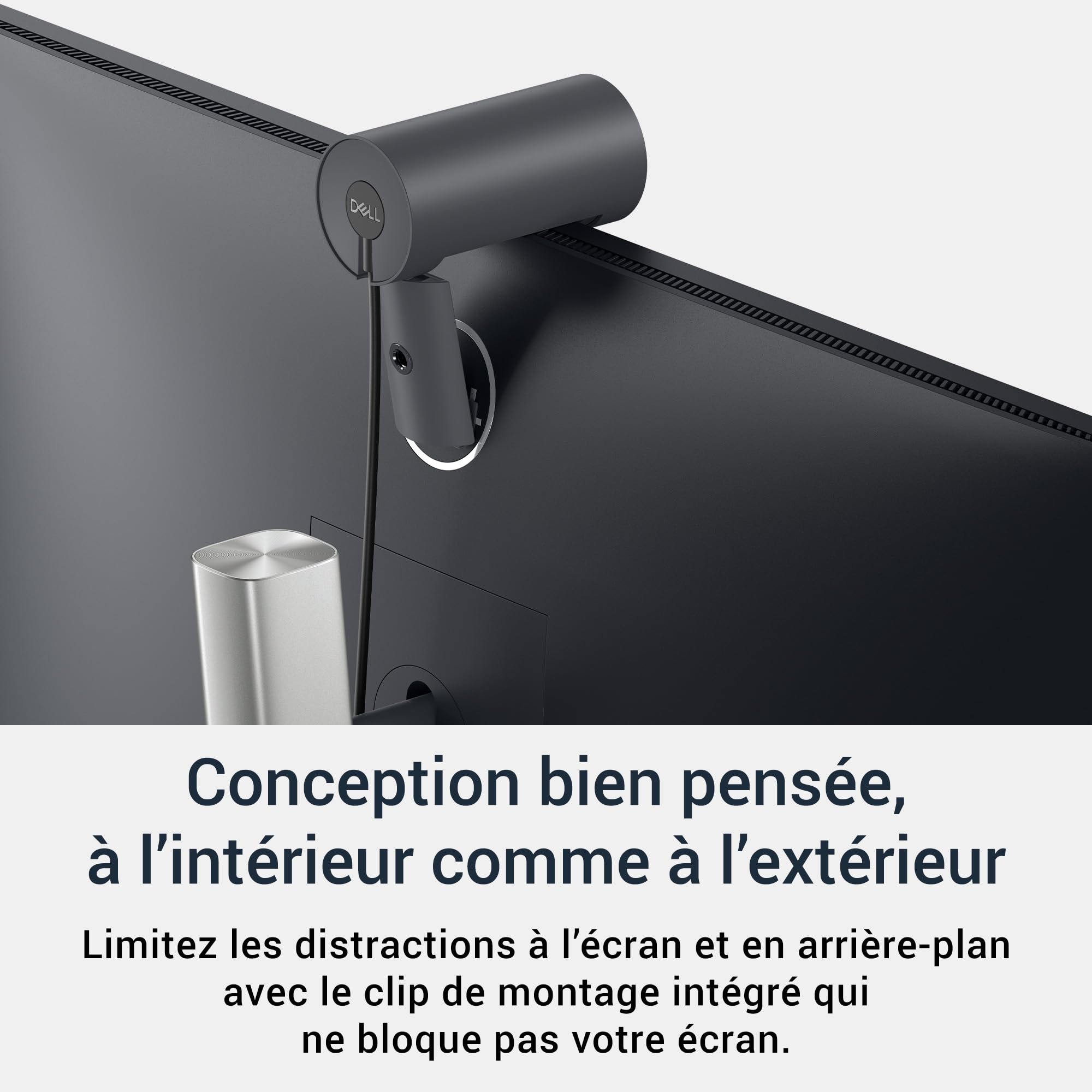 Dell Pro Webcam WB5023 – 2K QHD Capteur Sony STARVIS, Cadrage Automatique IA, HDR, Réduction de Bruit 3D & 2D, Micro Réduction de Bruit Intégré, Cache de Confidentialité Magnétique – Noir