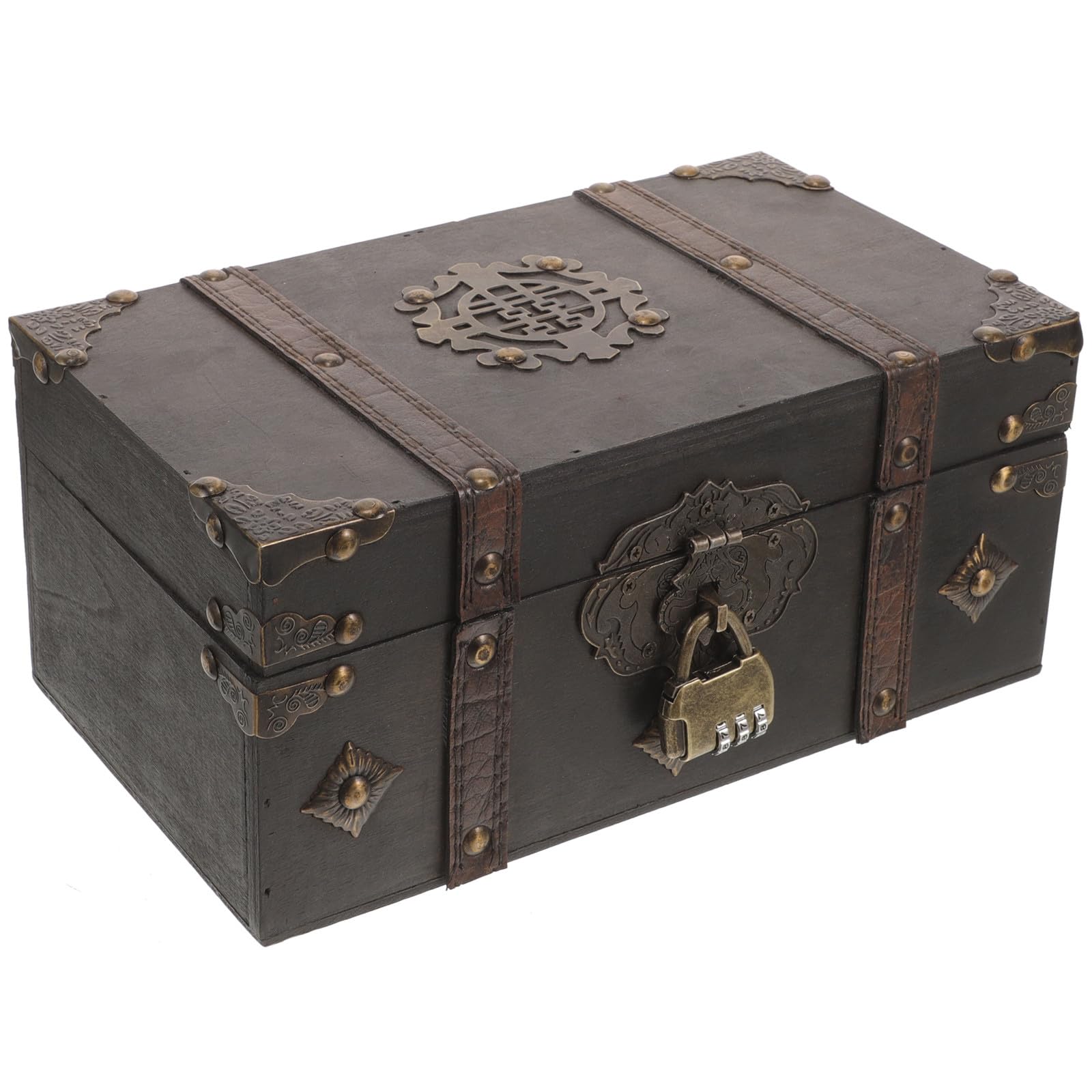 Toyvian Caja de Recuerdos de Madera Vintage Tapa y Cerradura de 3 Dígitos Organizador Multifuncional Estilo Retro para Almacenamiento Seguro Color Gris Envejecido Tamaño Pequeño